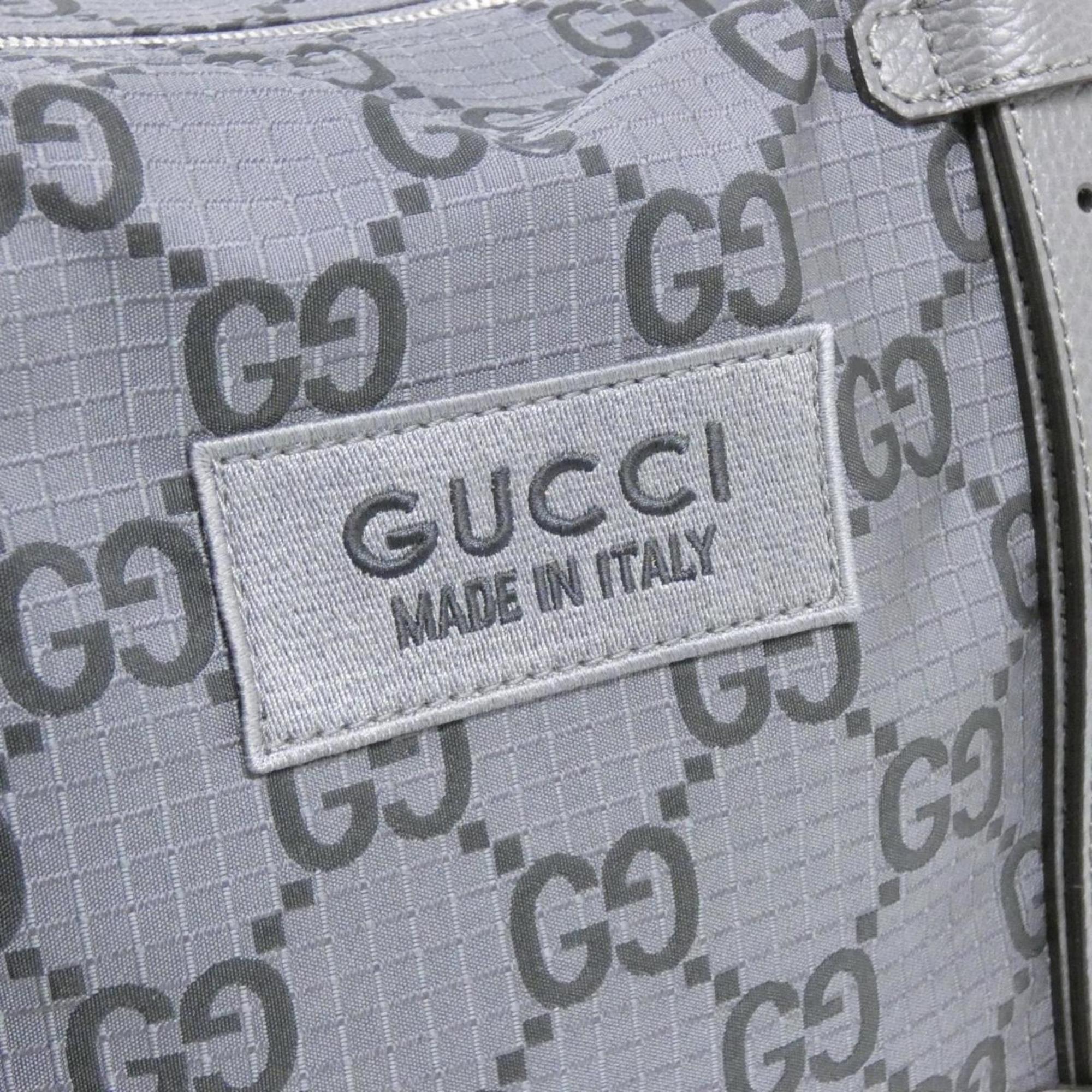 Gucci Black Dark Gray Polyester Boston Bag (Pre-Owned)