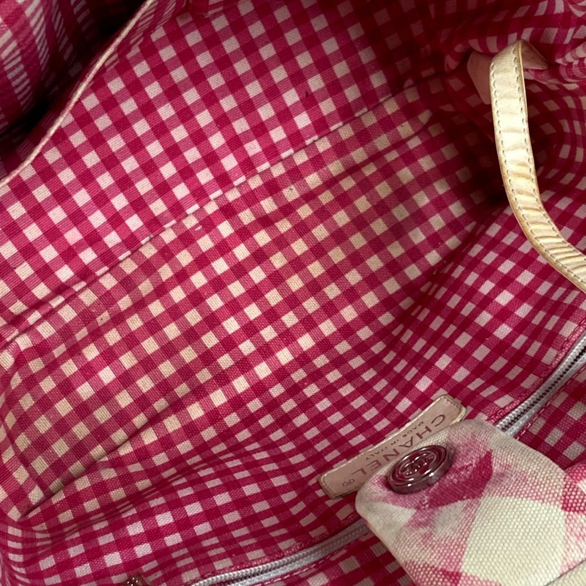 Chanel Pink Canvas Handbag Tote Bag (Pre-Owned)