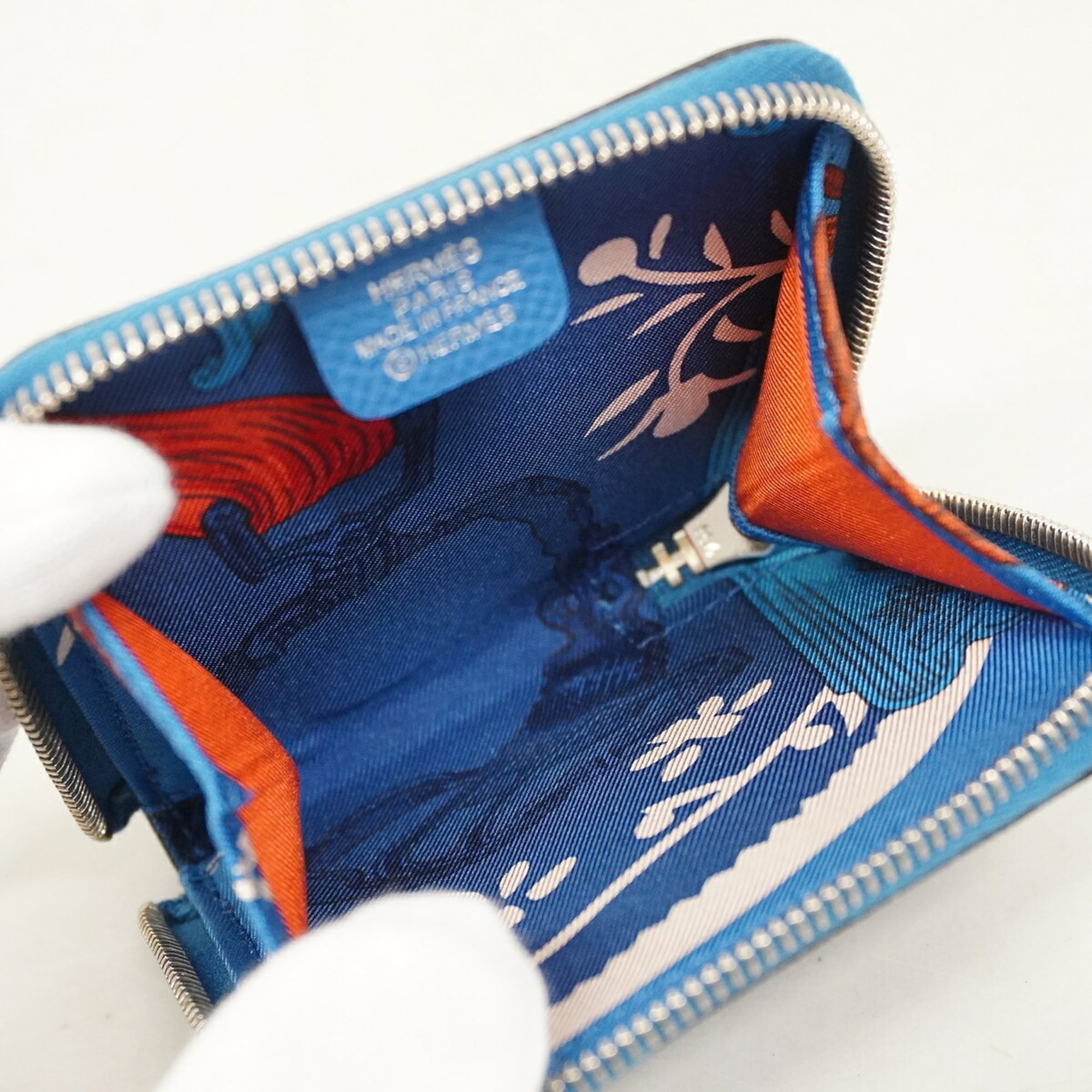 Hermes Blue Leather Coin Purse/Coin Case (Pre-Owned)