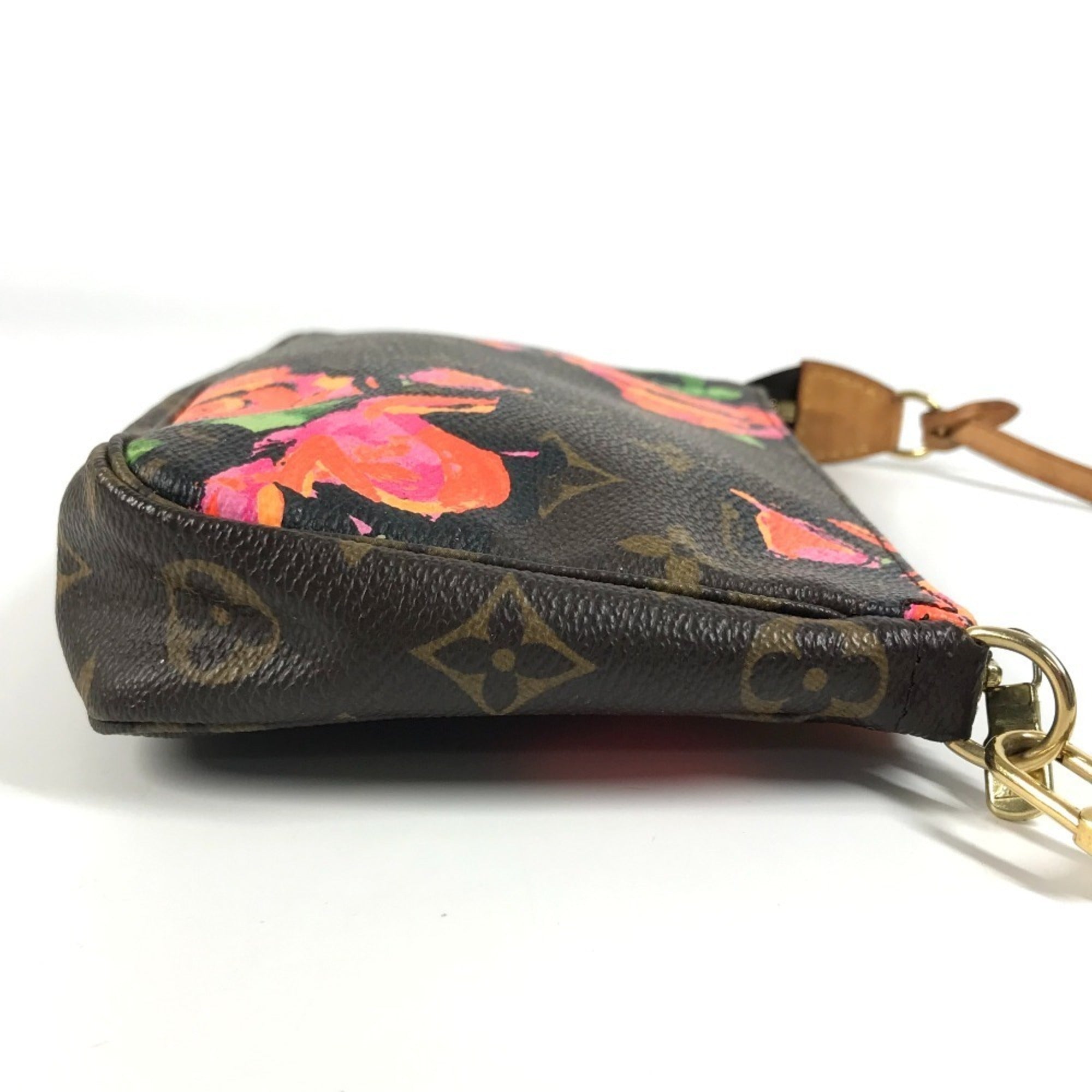 Louis Vuitton Brown Pink Rose Monogram Rose Canvas Handbag Pouch Shoulder Bag (Pre-Owned)