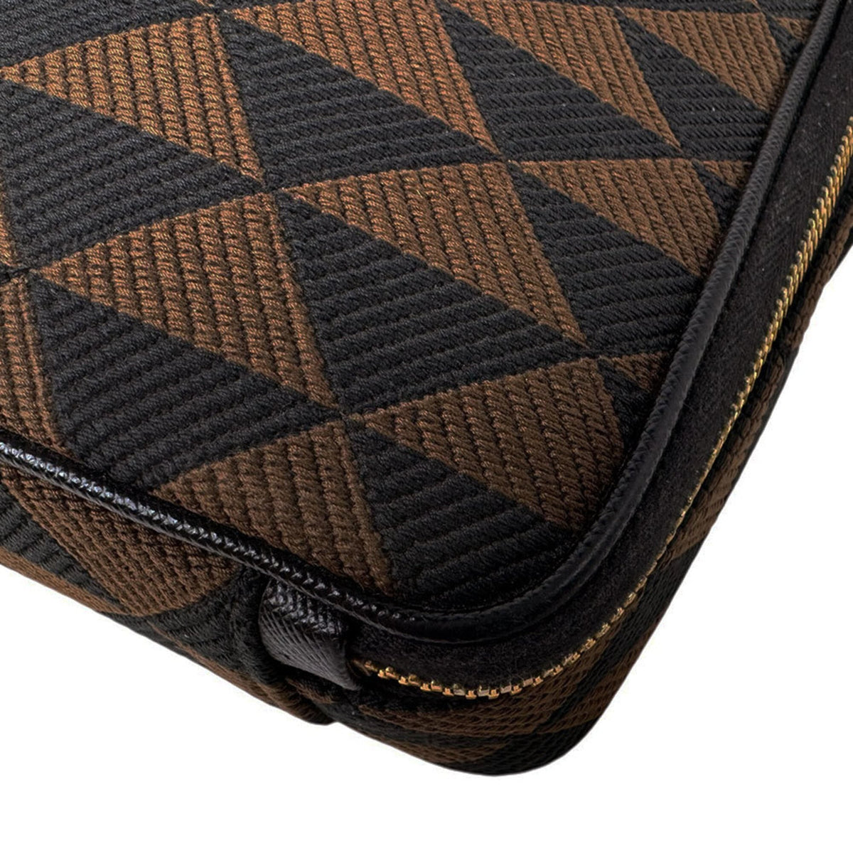 Prada Black Brown Canvas Shoulder Bag (Pre-Owned)