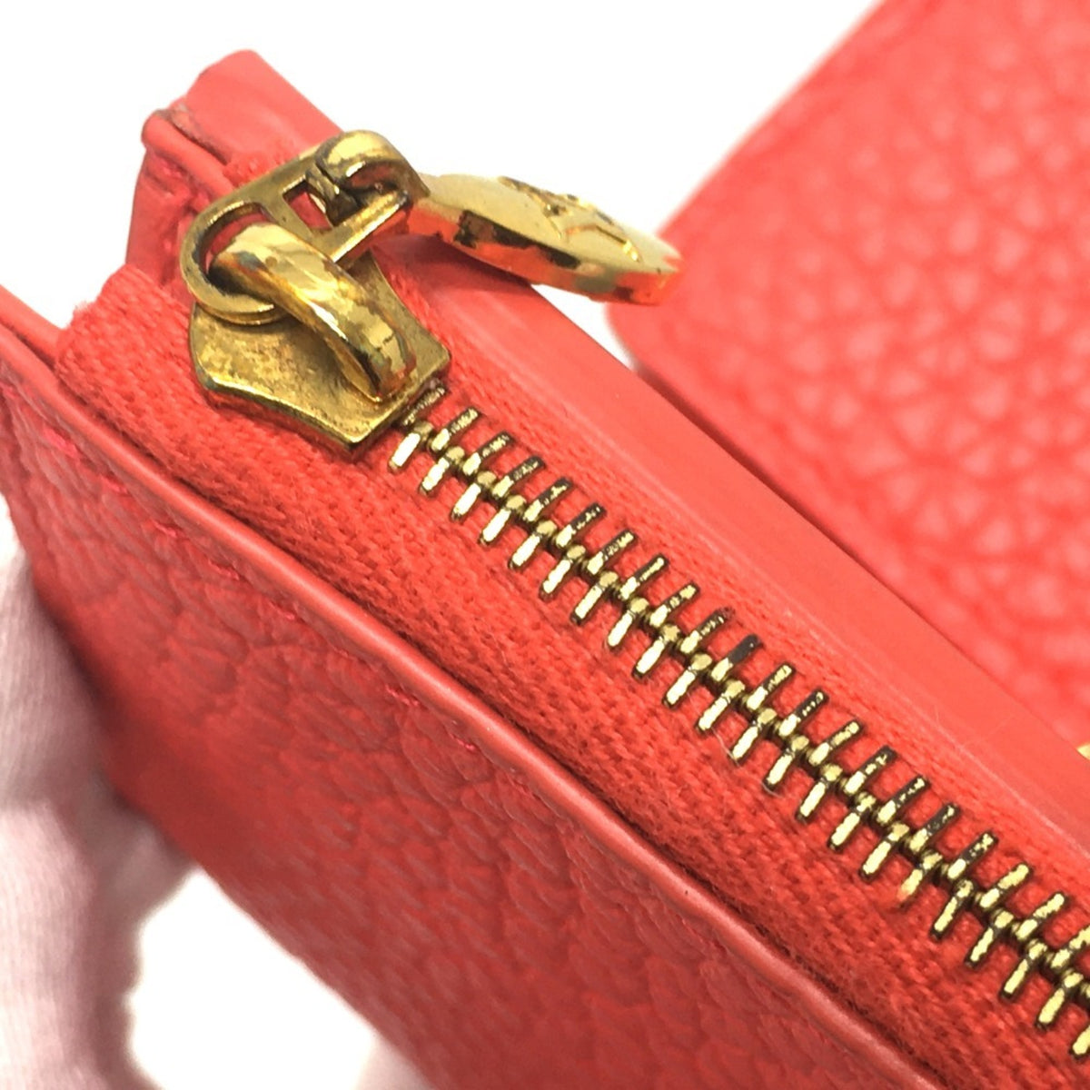 Louis Vuitton Red Color Leather Wallet (Tri-Fold) (Pre-Owned)