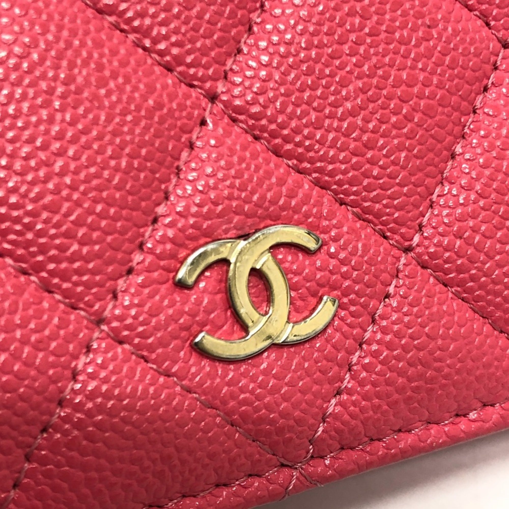 Chanel Pink Grained Calfskin Wallet (Bi-Fold) (Pre-Owned)