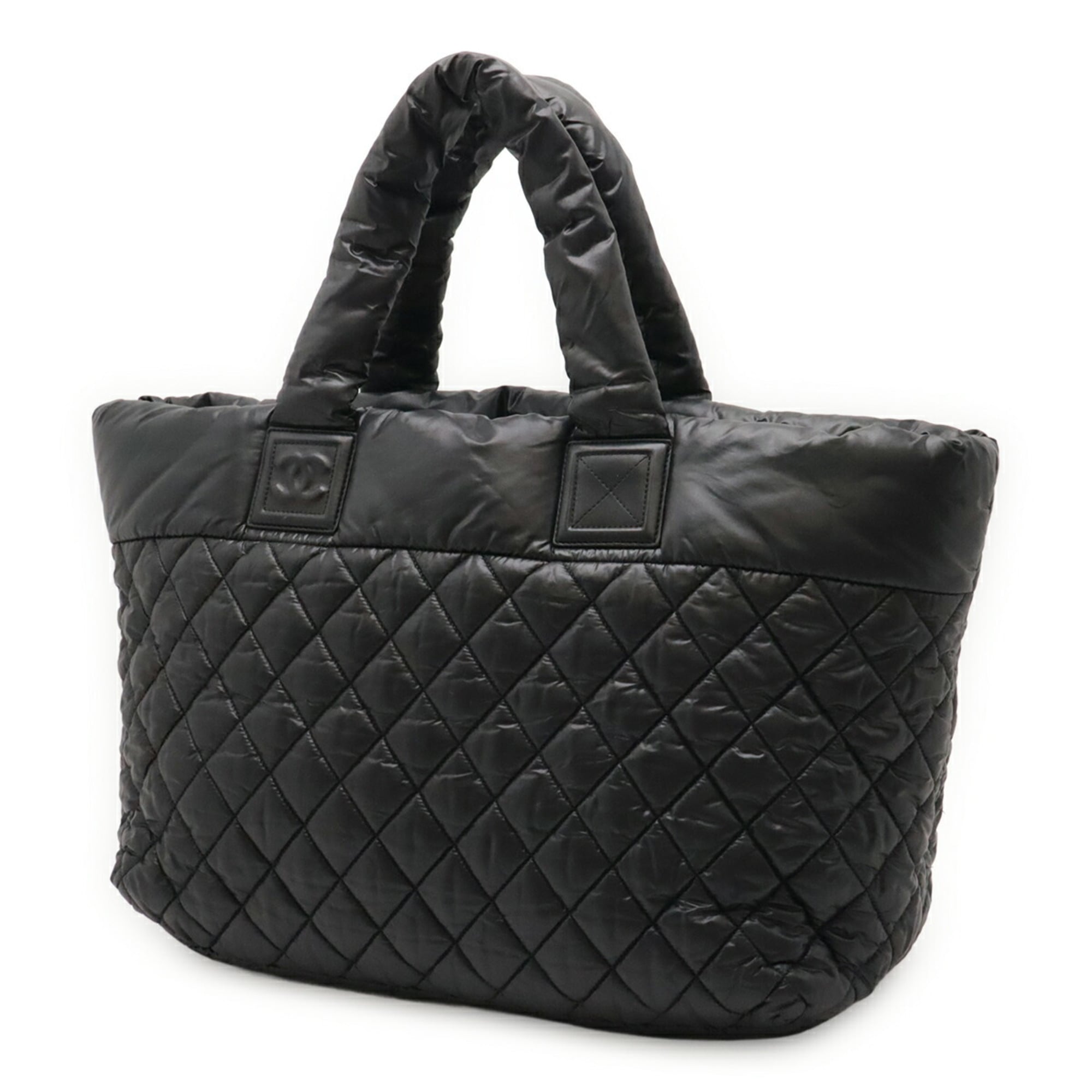 Chanel Black Bordeaux Nylon Leather Shoulder Bag Tote Bag (Pre-Owned)