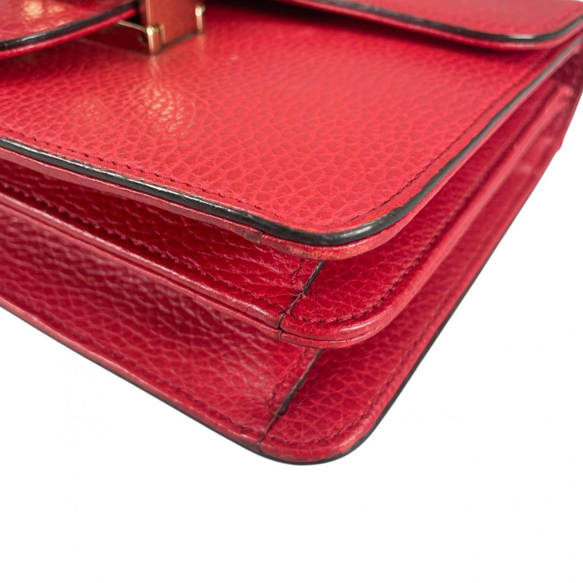 Gucci Red Color Leather Shoulder Bag (Pre-Owned)