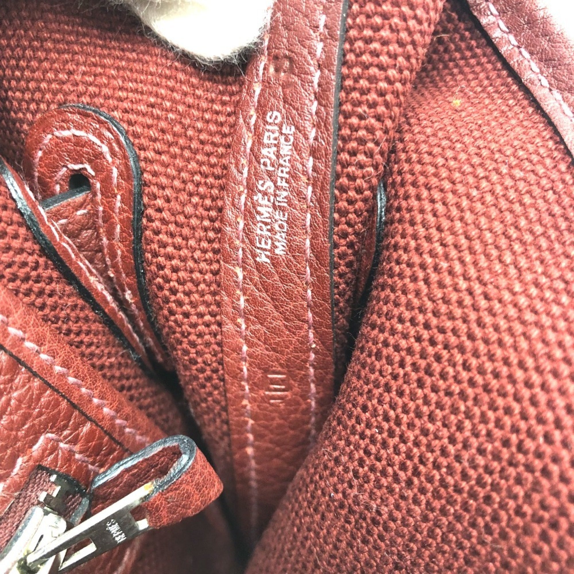 Hermes Bordeaux Canvas Leather Tote Bag (Pre-Owned)