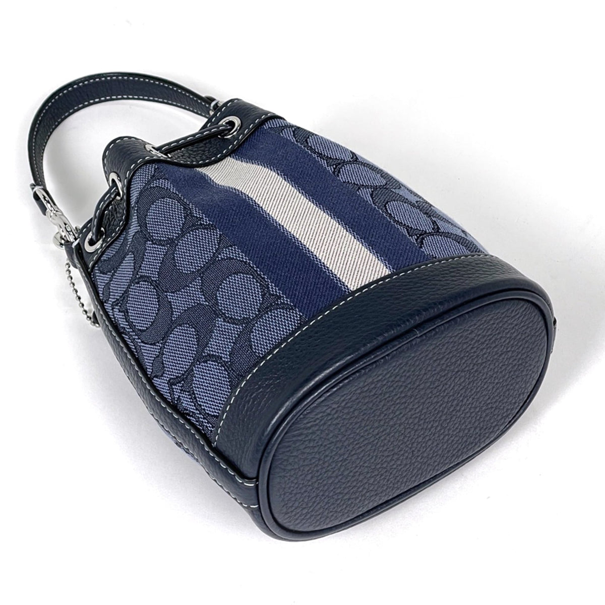 Coach Signature Blue Canvas Leather Handbag (Pre-Owned)