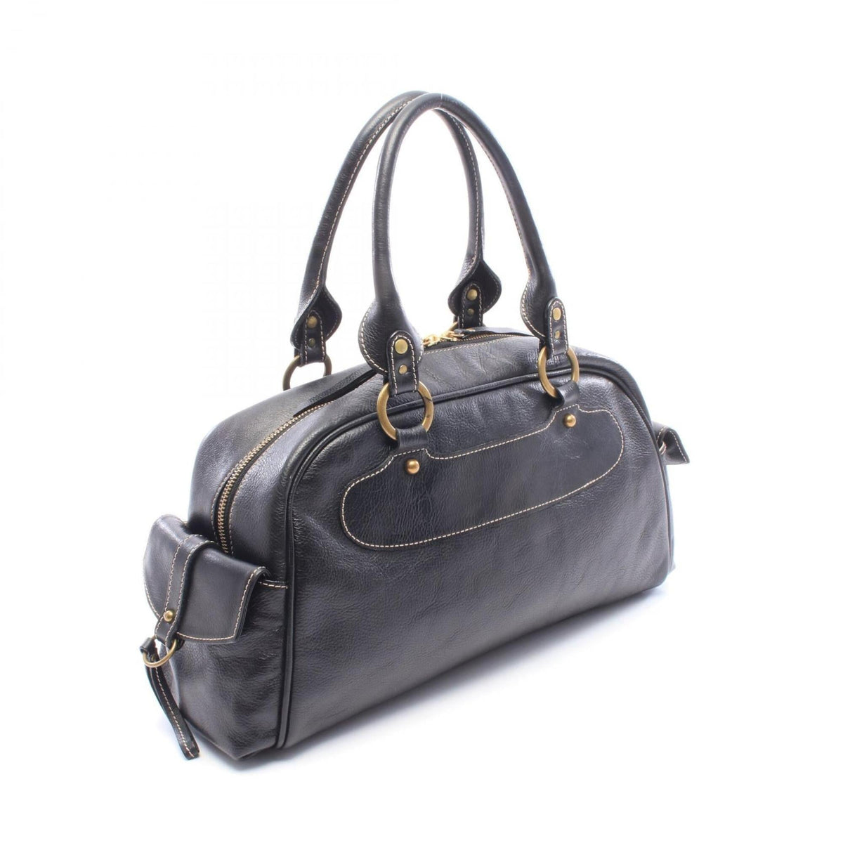 Mcm Black Leather Handbag Tote Bag (Pre-Owned)