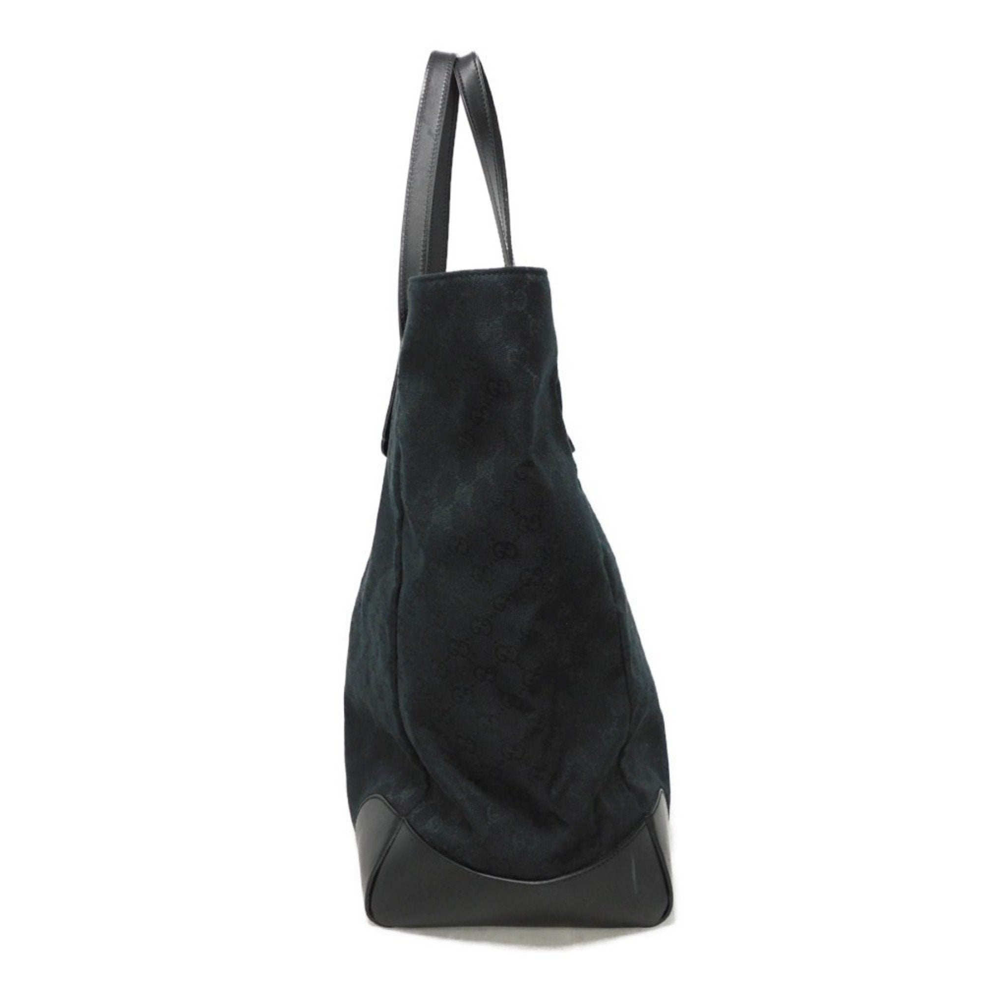 Gucci Black Gg Canvas Leather Shoulder Bag Tote Bag (Pre-Owned)