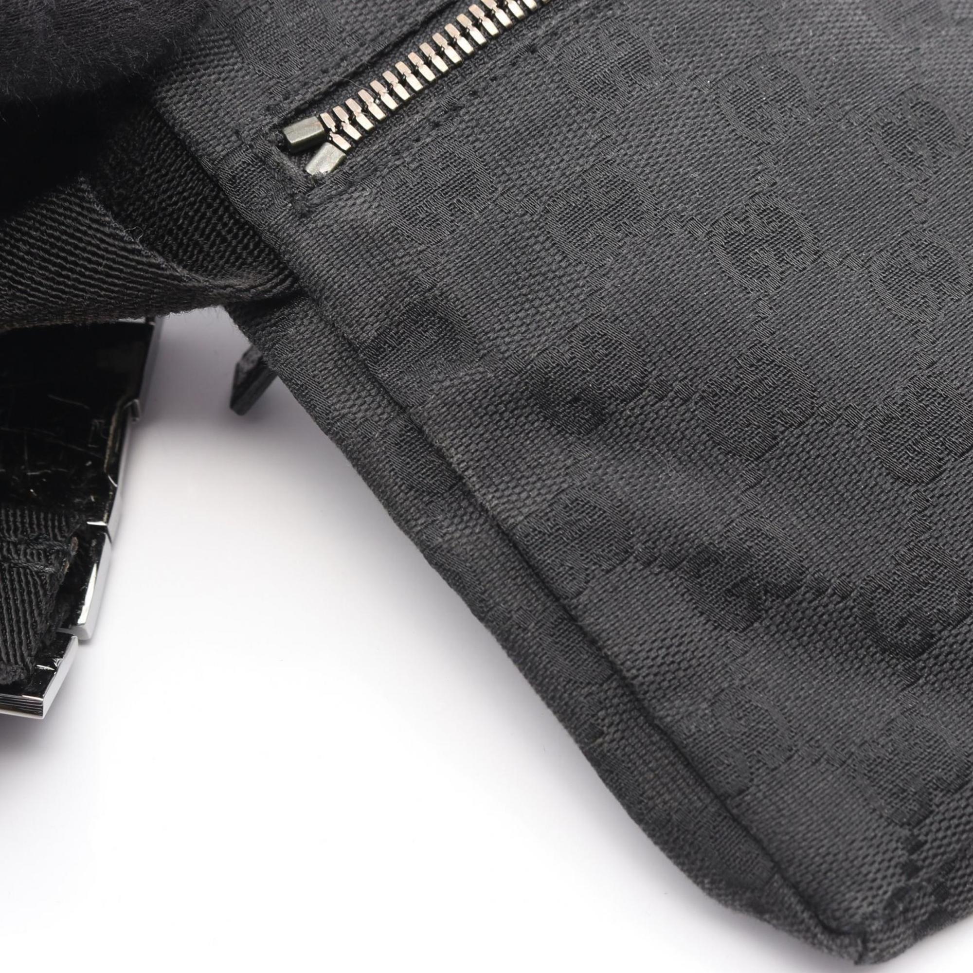 Gucci Black Gg Canvas Leather Fanny Pack Sling Bag (Pre-Owned)