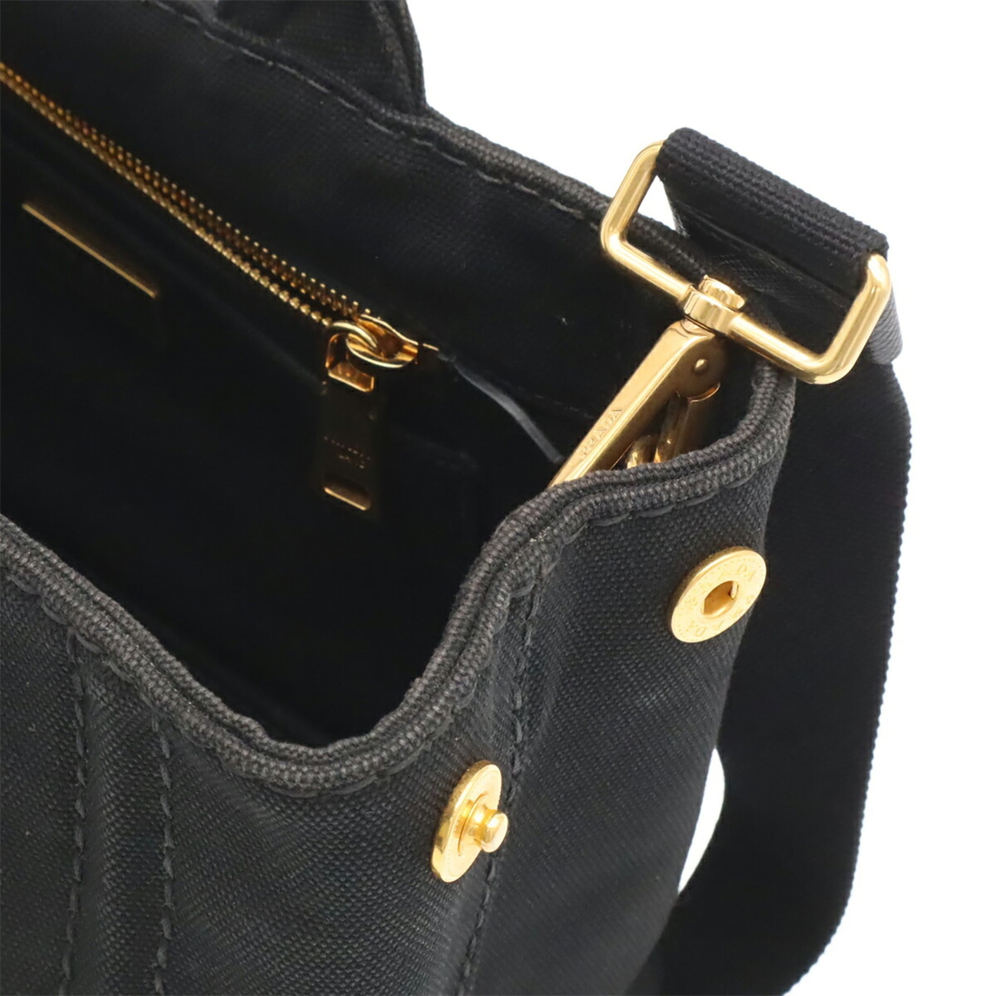 Prada Black Nero Canvas Handbag Shoulder Bag Tote Bag (Pre-Owned)