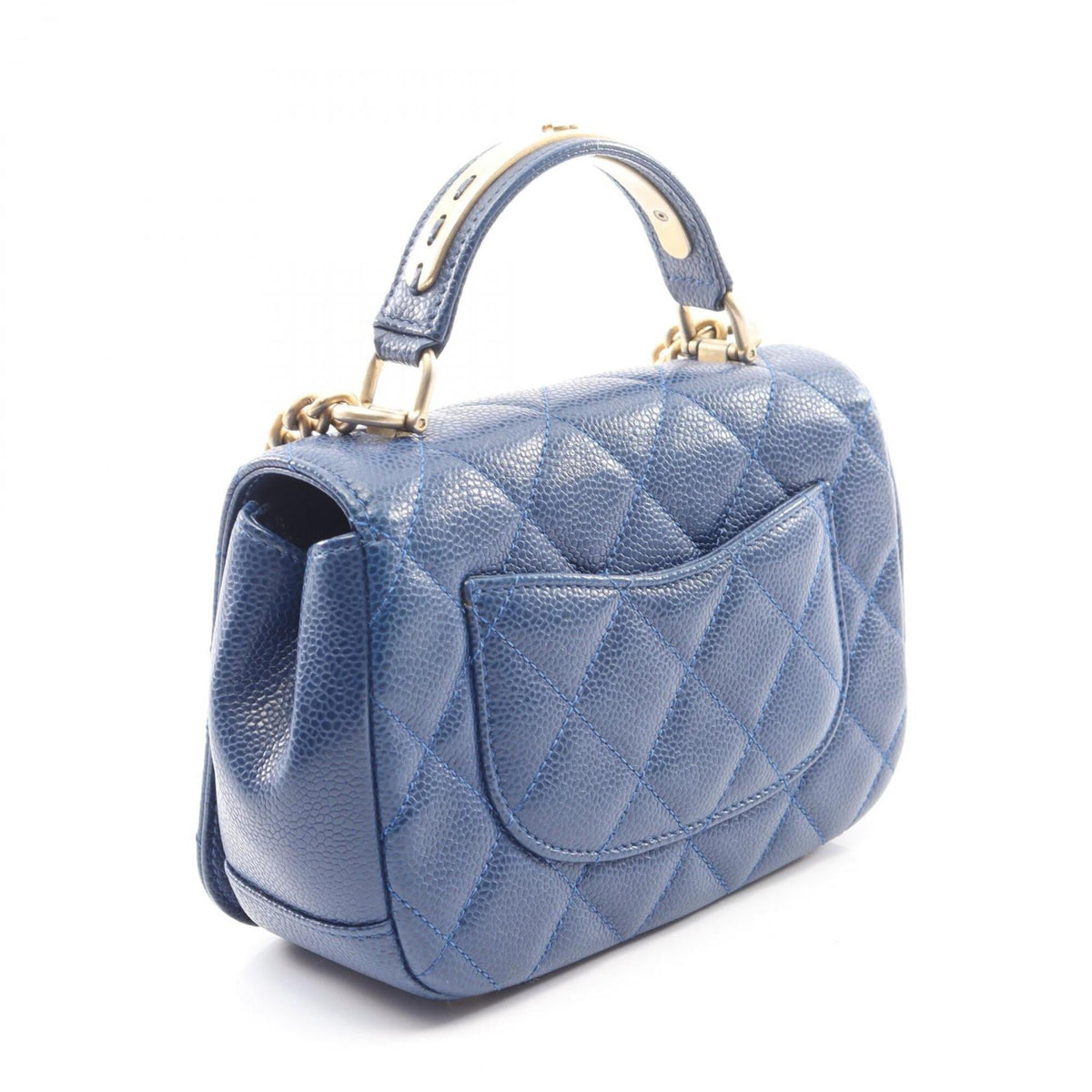 Chanel Blue Leather Handbag Shoulder Bag (Pre-Owned)