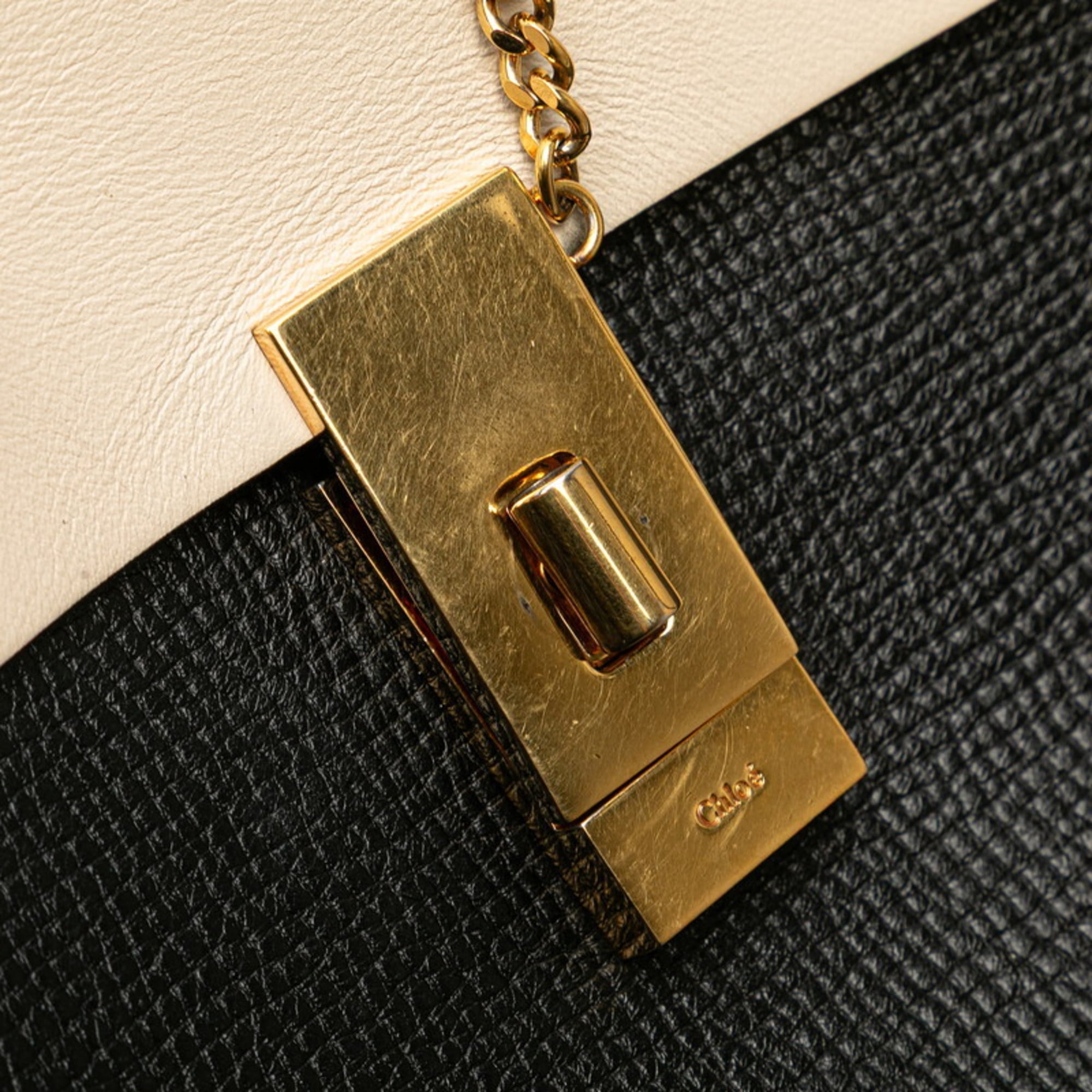 Chloé Beige Black Leather Shoulder Bag (Pre-Owned)