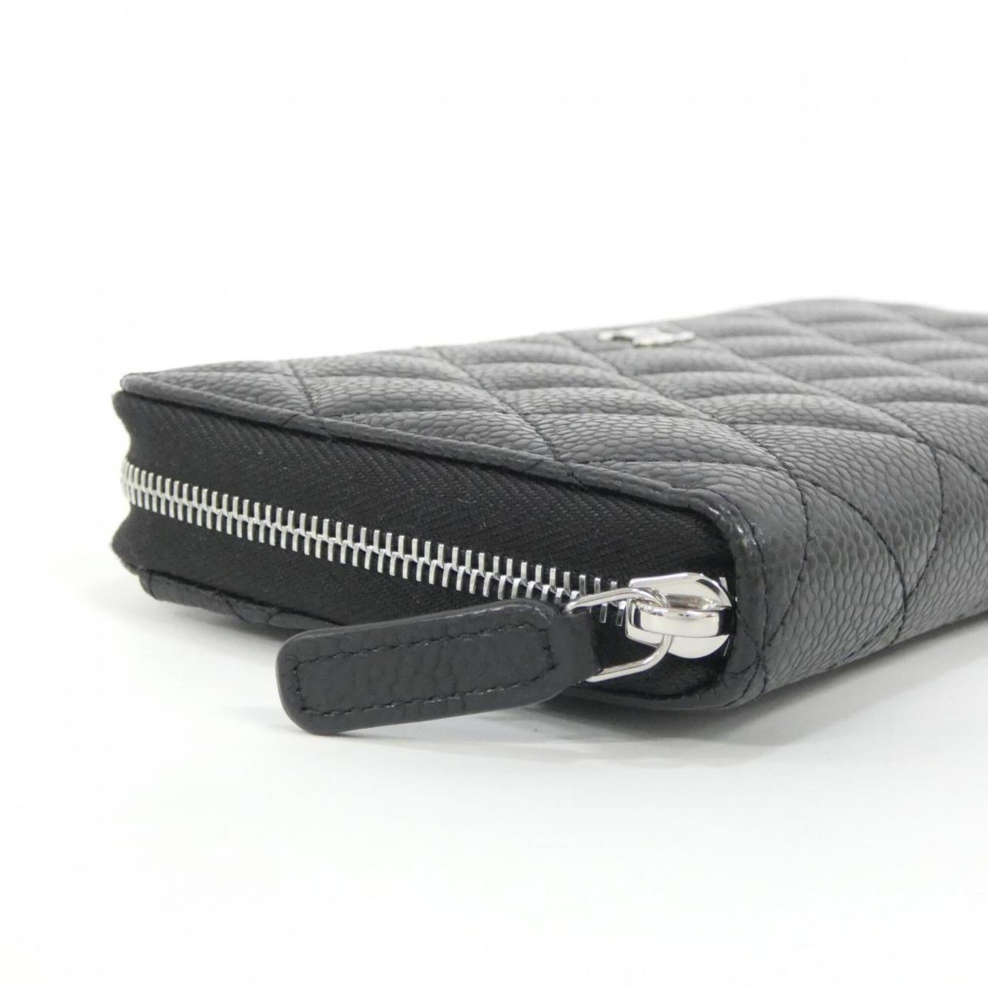 Chanel Black Bordeaux Grained Calfskin Long Wallet (Bi-Fold) (Pre-Owned)