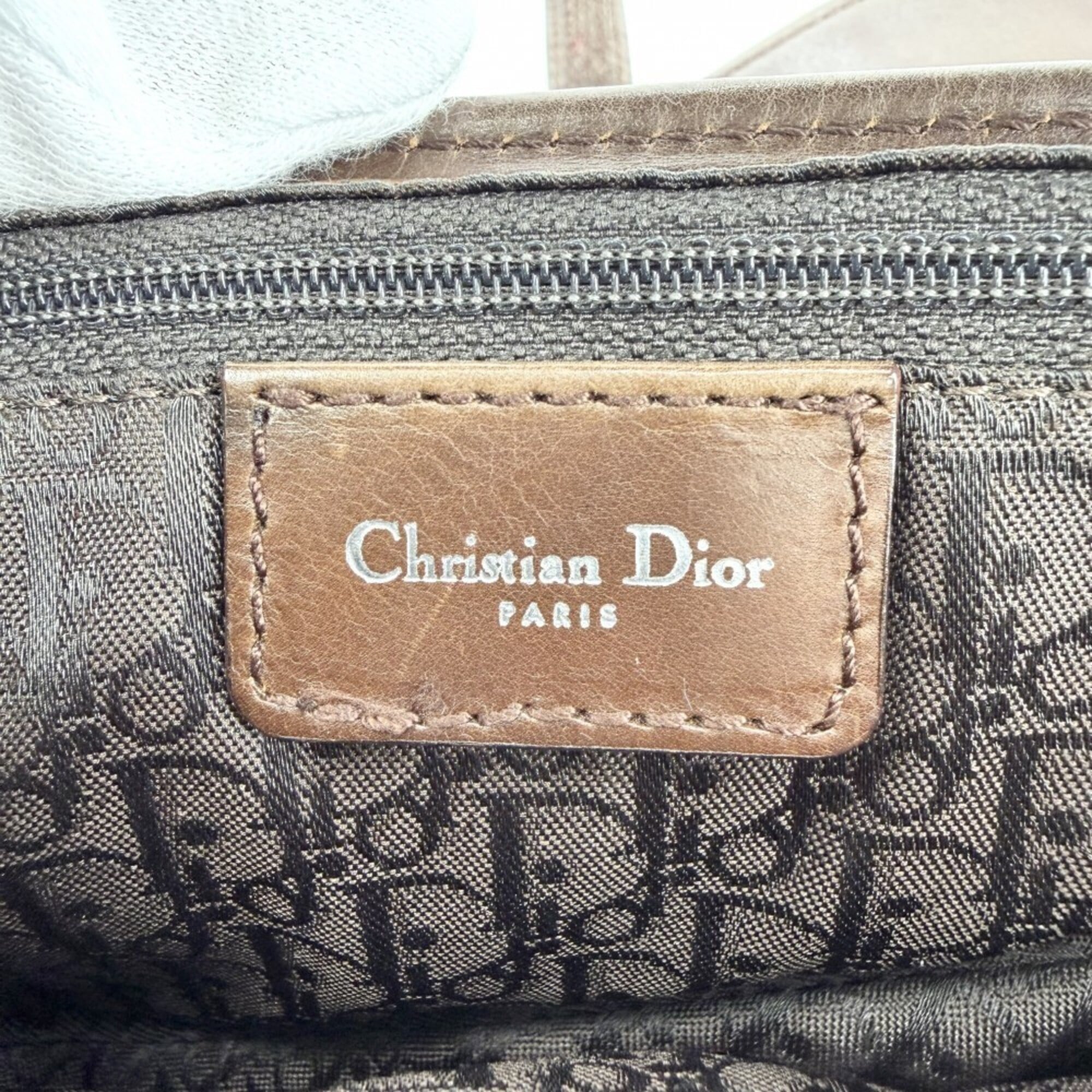 Christian Dior Beige Brown White Leather Handbag Saddle Bag (Pre-Owned)
