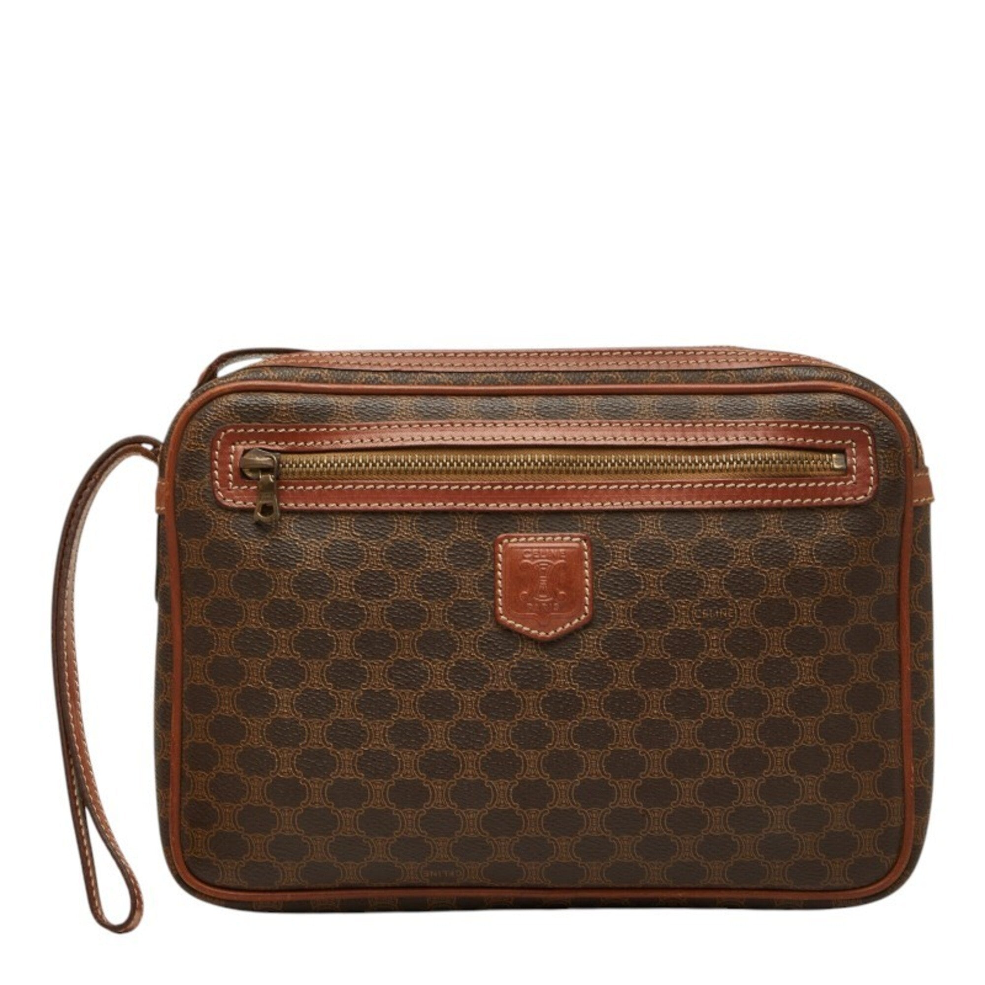 Celine Brown Pvc Leather Clutch Bag (Pre-Owned)