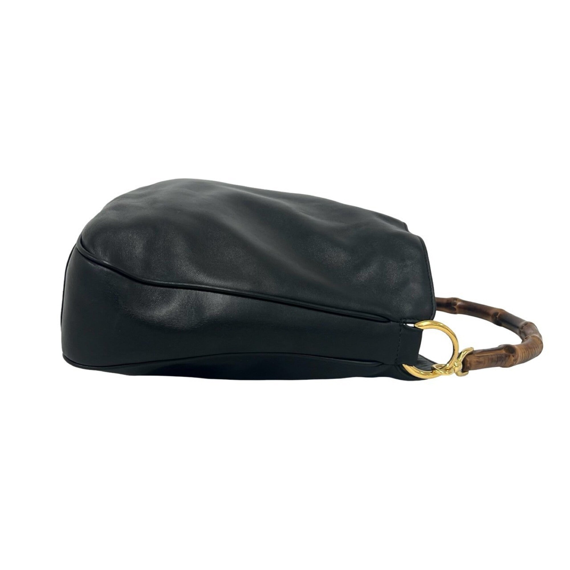 Gucci Black Leather Bamboo Handbag Shoulder Bag (Pre-Owned)