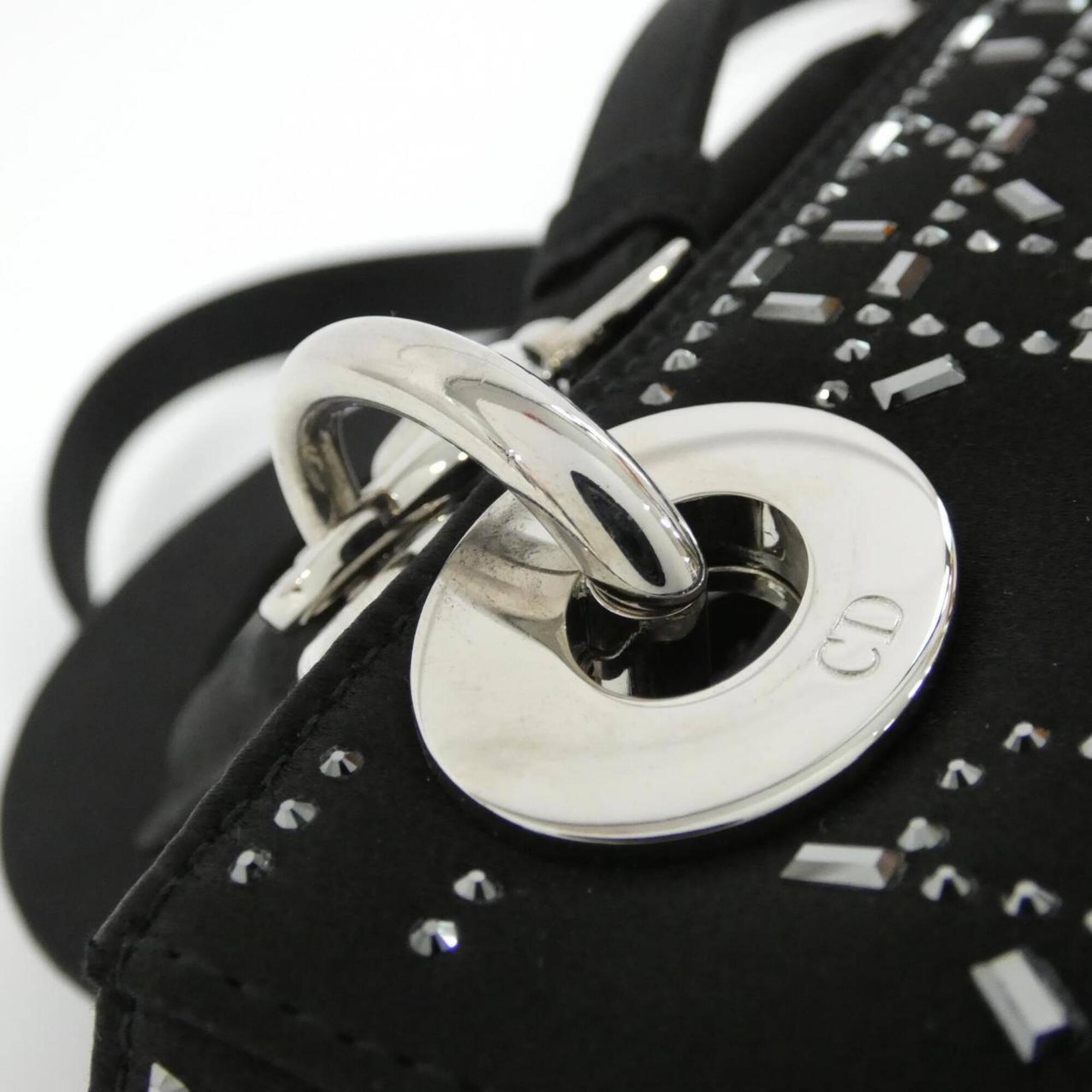 Christian Dior Black White Satin Handbag (Pre-Owned)