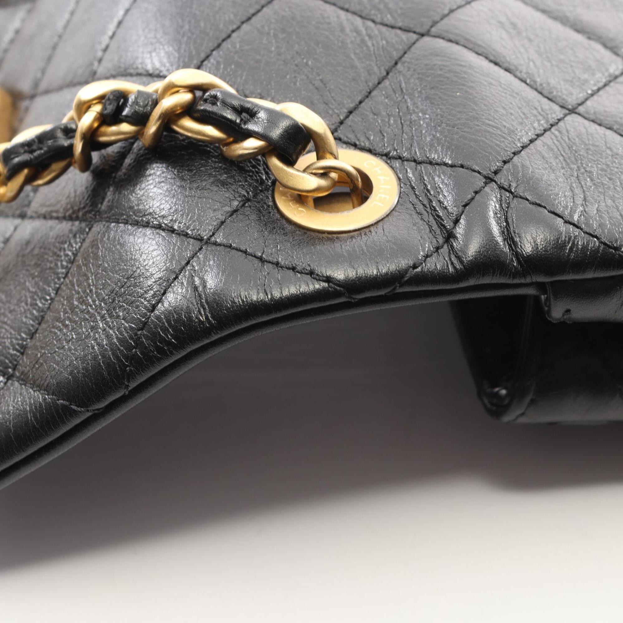 Chanel Matelasse Black Leather Handbag Shoulder Bag (Pre-Owned)