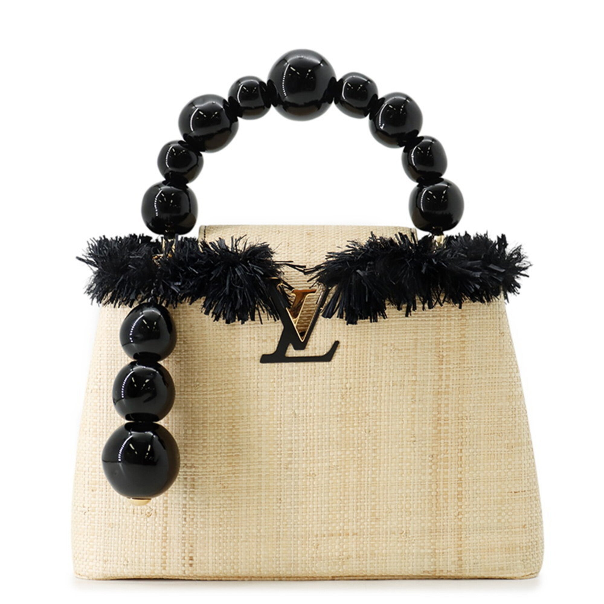 Louis Vuitton Natural Noir Raffia Handbag (Pre-Owned)