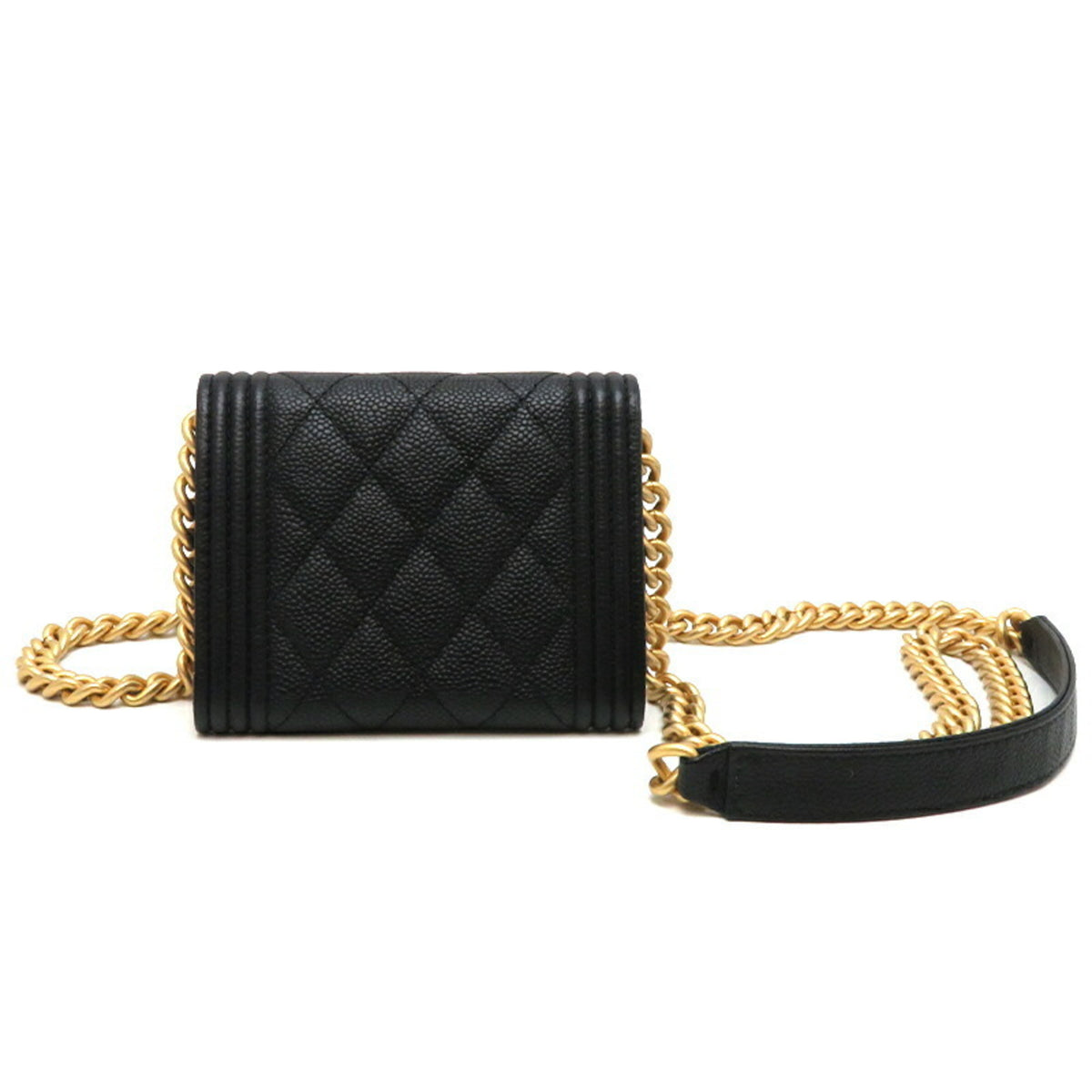 Chanel Boy Chanel Black Caviar Leather Shoulder Bag (Pre-Owned)