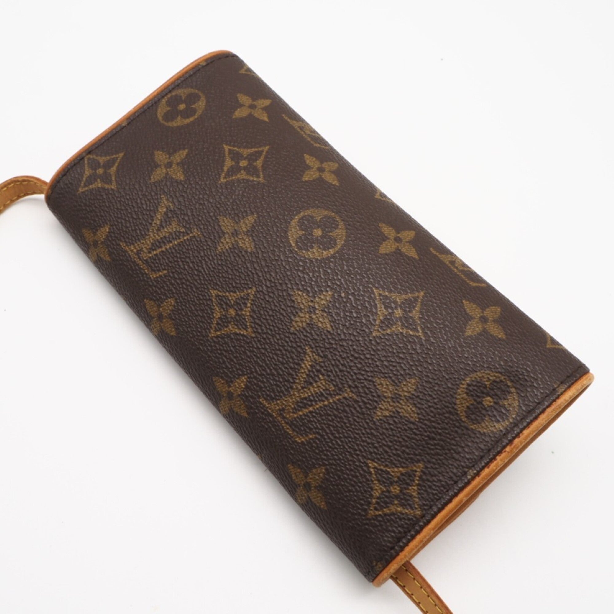 Louis Vuitton Monogram Brown Coated Canvas Leather Pochette Shoulder Bag (Pre-Owned)