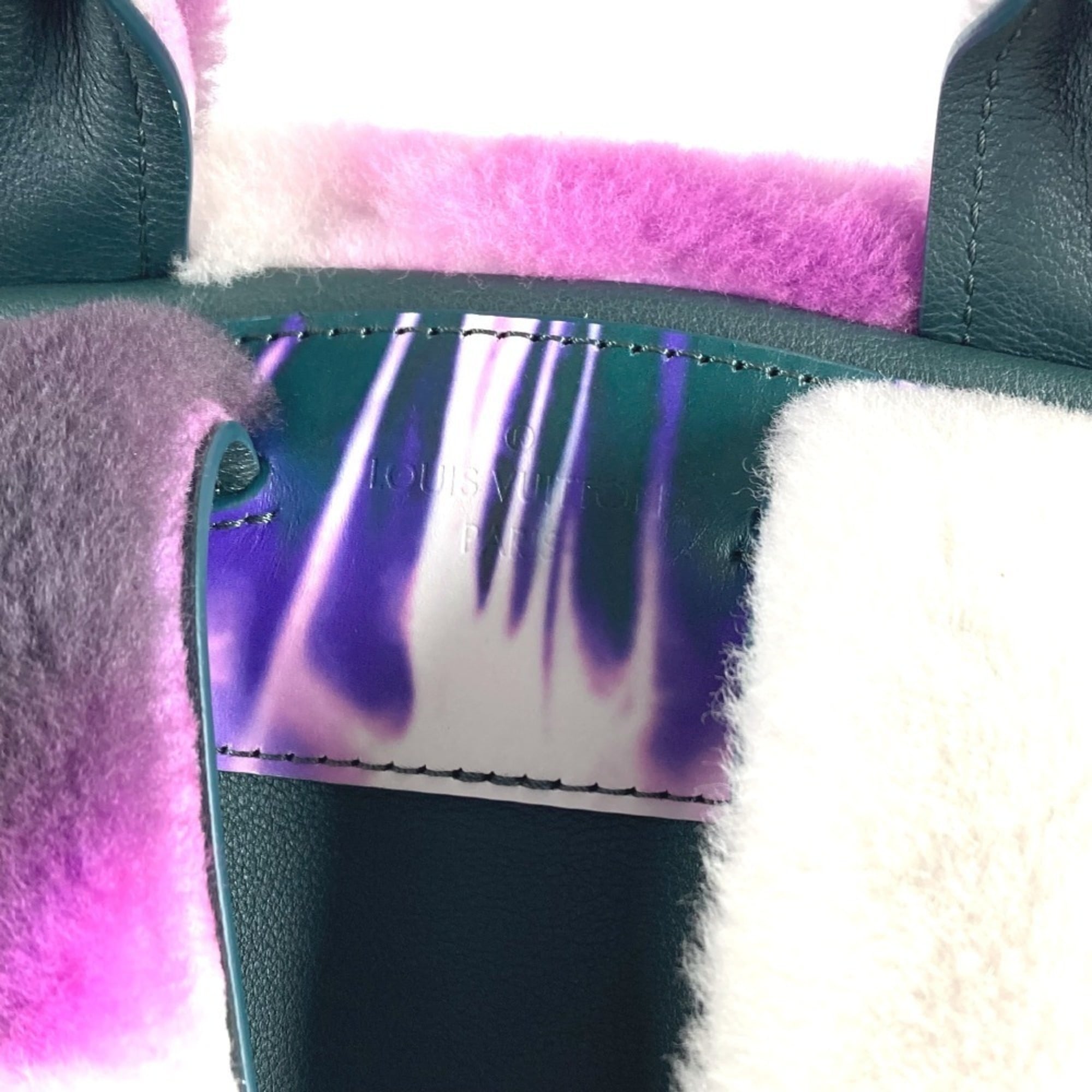 Louis Vuitton Black Purple White Fur Leather Backpack (Pre-Owned)