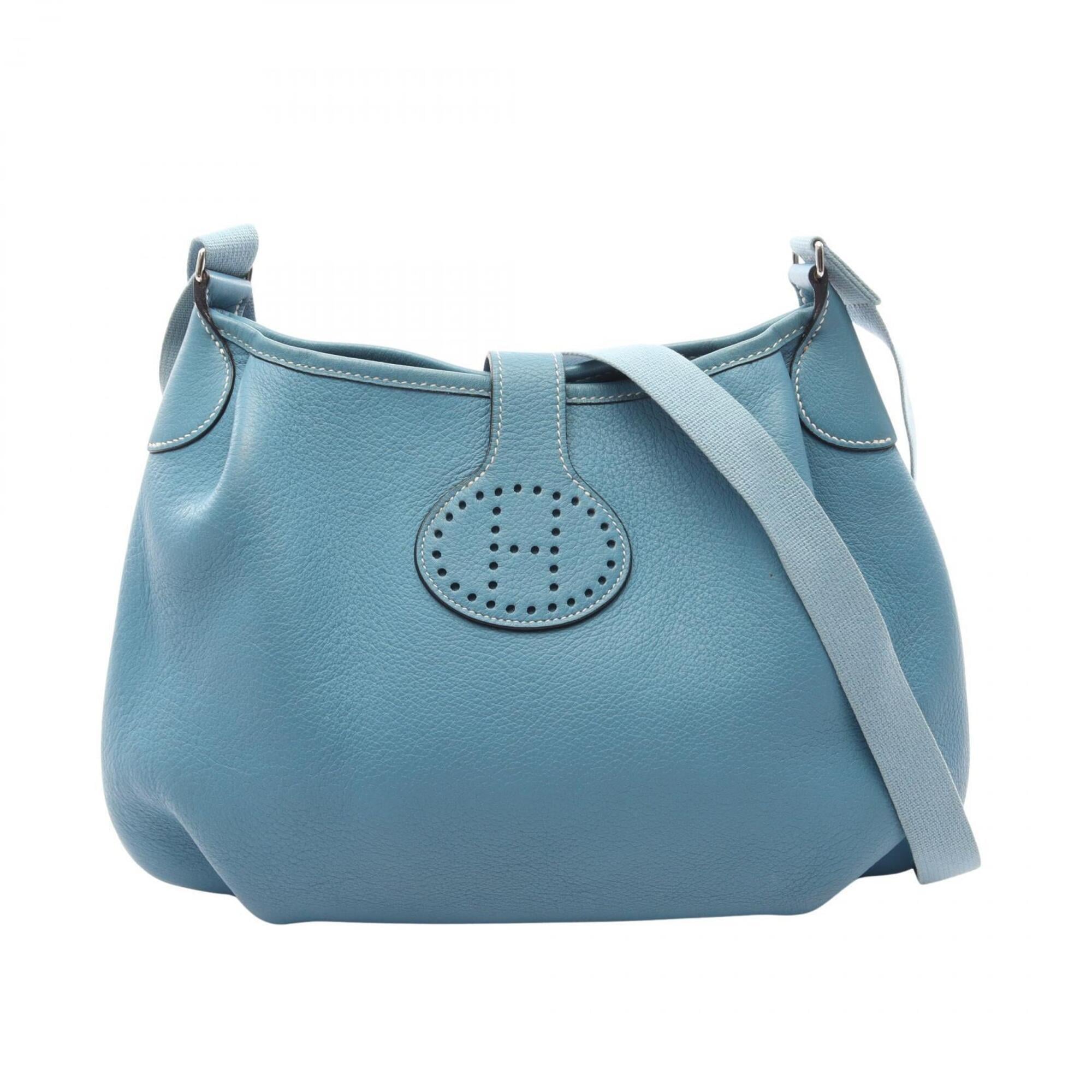 Hermes Blue Blue Jean Fjord Leather Leather Handbag Shoulder Bag (Pre-Owned)