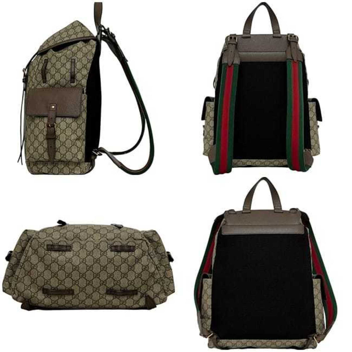 Gucci Sherry Line Beige Brown Gg Supreme Backpack (Pre-Owned)