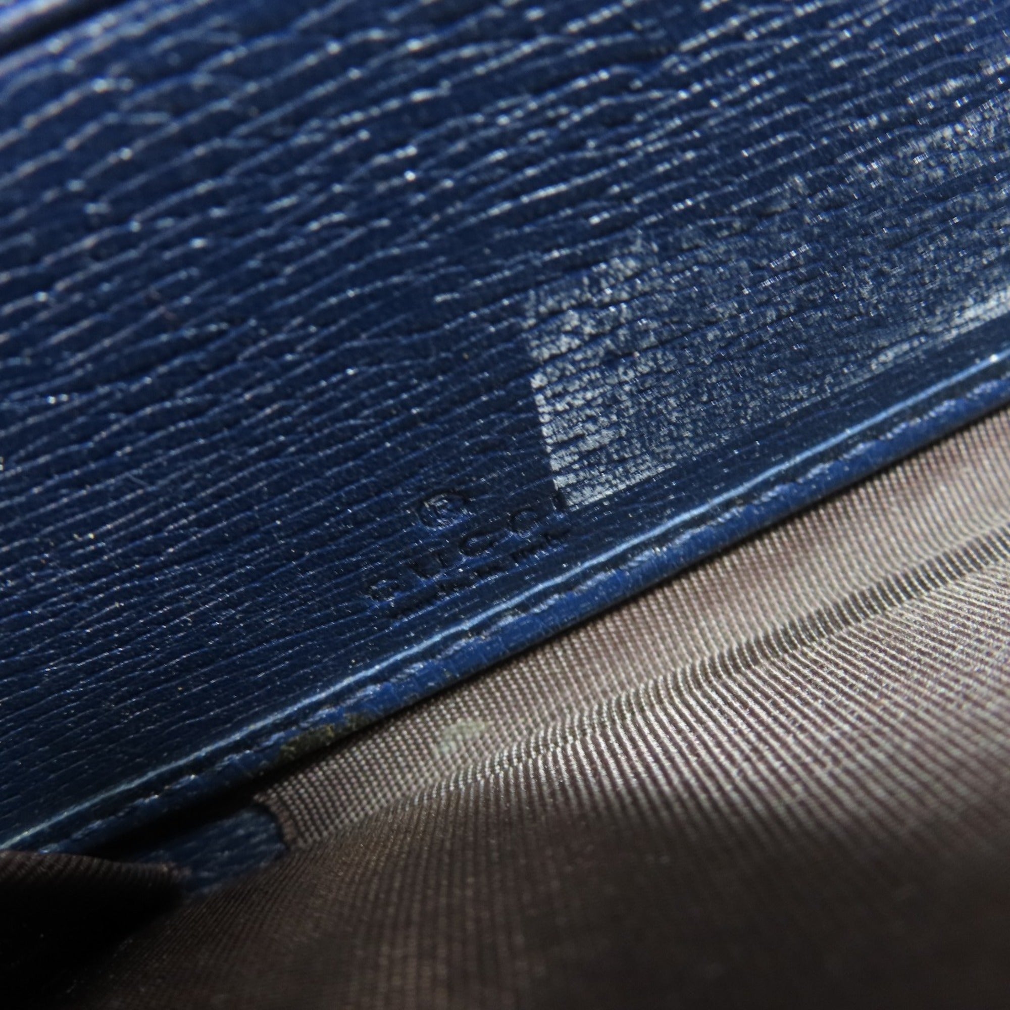 Gucci Navy Leather Long Wallet (Bi-Fold) (Pre-Owned)