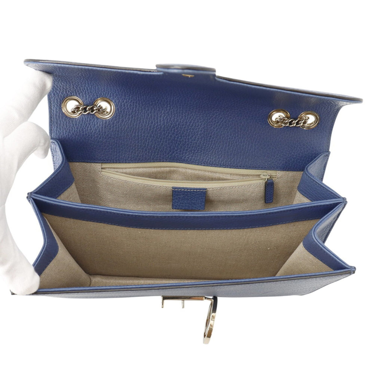 Gucci Black Blue Leather Handbag Shoulder Bag (Pre-Owned)