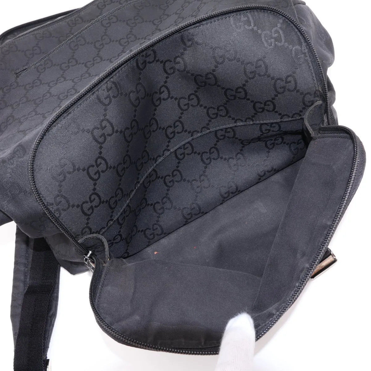 Gucci Black Leather Nylon Backpack Shoulder Bag (Pre-Owned)