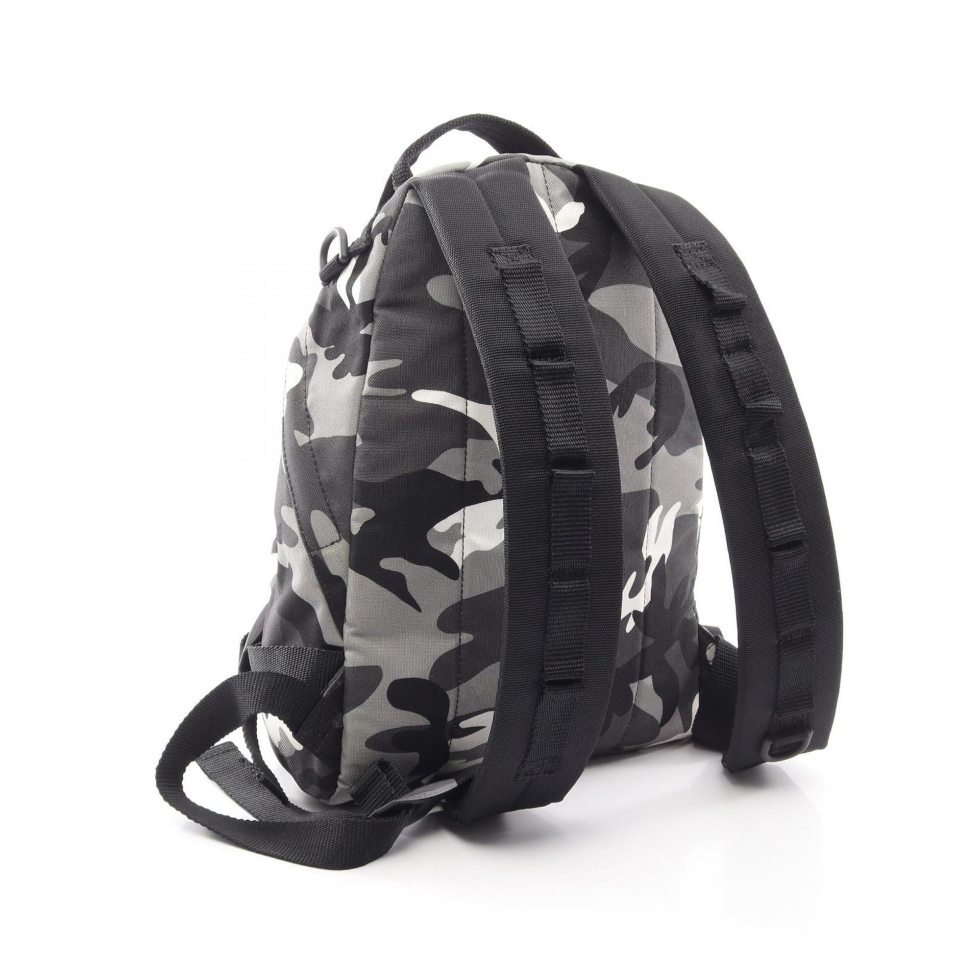 Balenciaga Black Gray White Canvas Backpack Handbag (Pre-Owned)