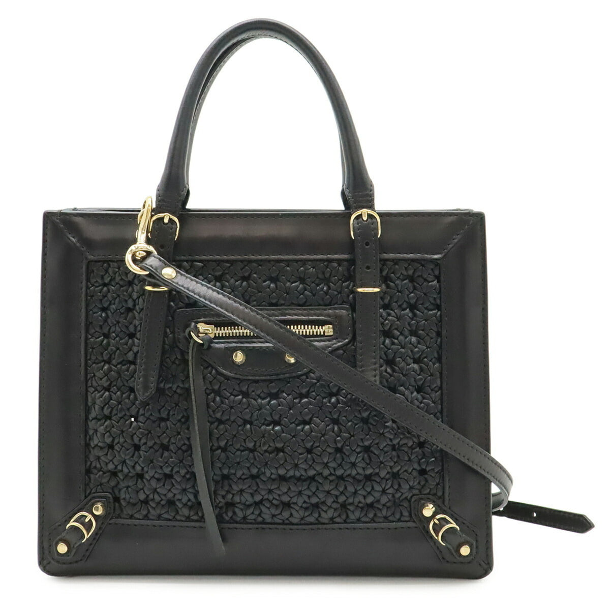 Balenciaga Black Leather Handbag Shoulder Bag (Pre-Owned)
