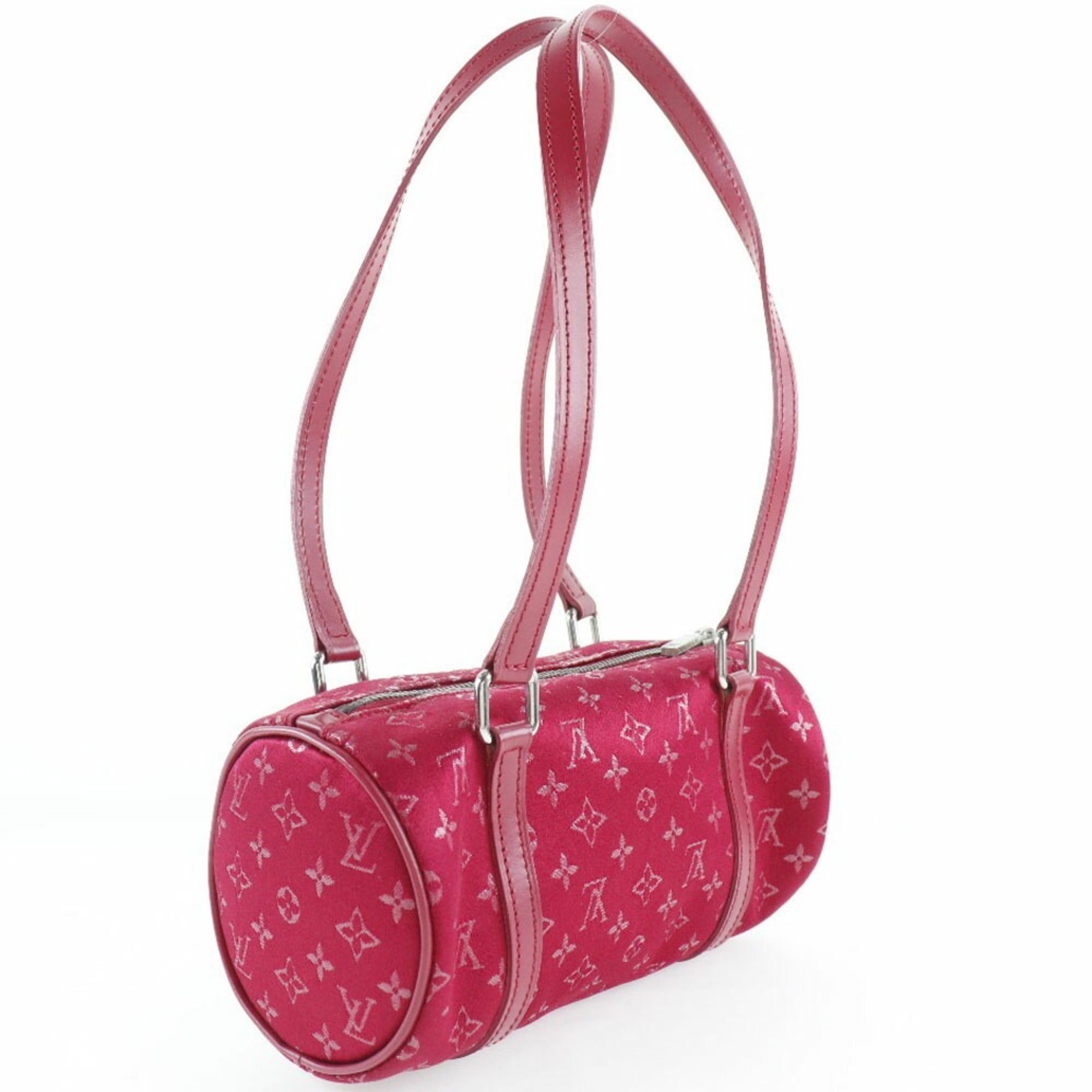 Louis Vuitton Red Color Monogram Satin Handbag (Pre-Owned)