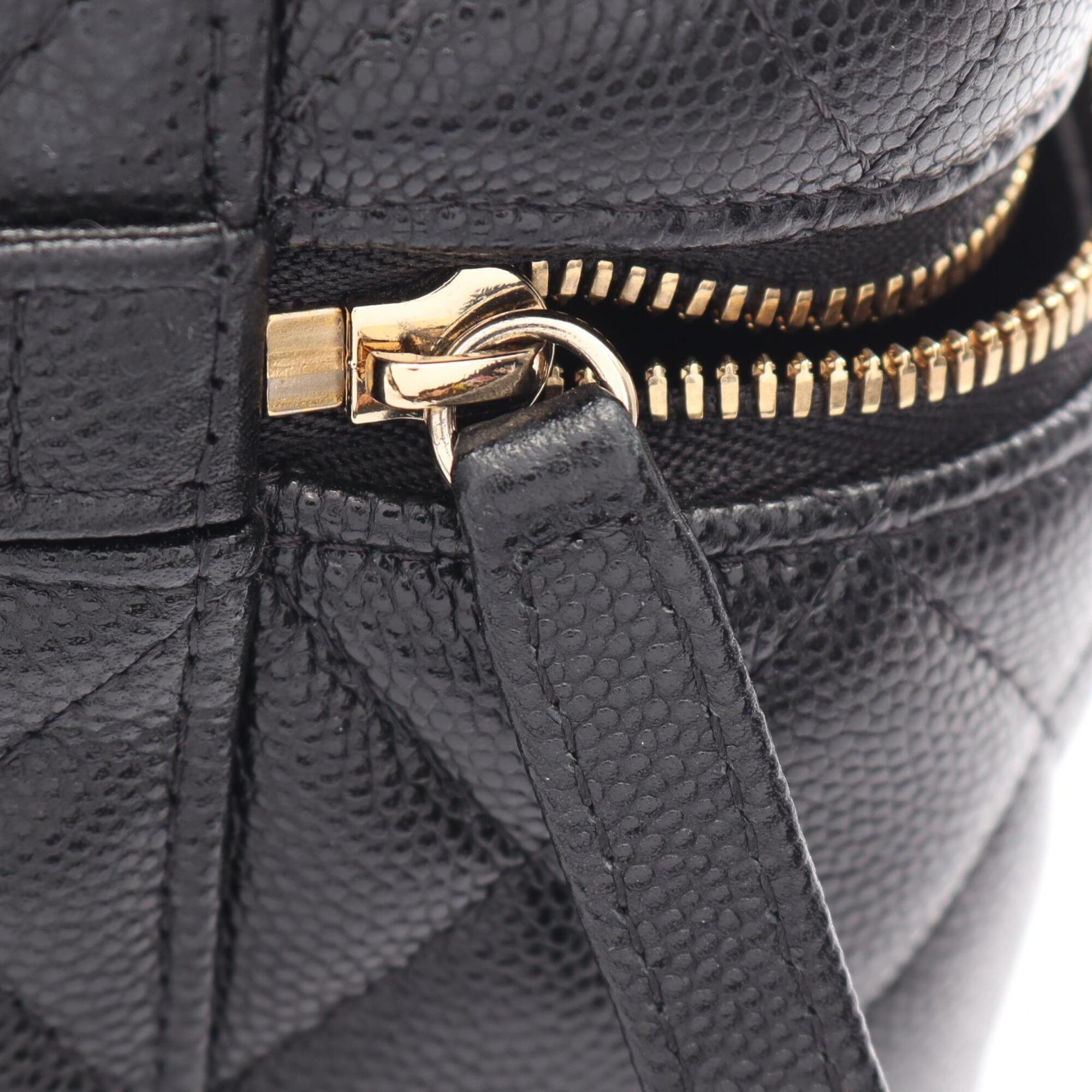 Chanel Black Grained Calfskin Handbag Shoulder Bag Vanity Bag (Pre-Owned)