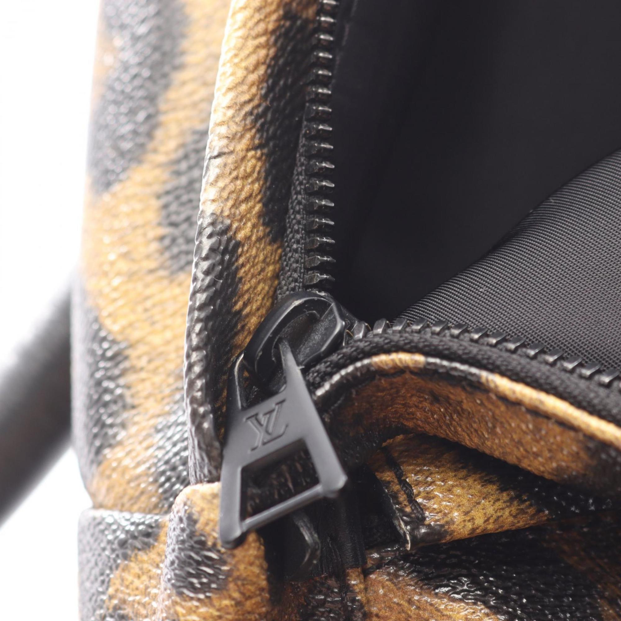 Louis Vuitton Black Brown Coated Canvas Leather Backpack (Pre-Owned)