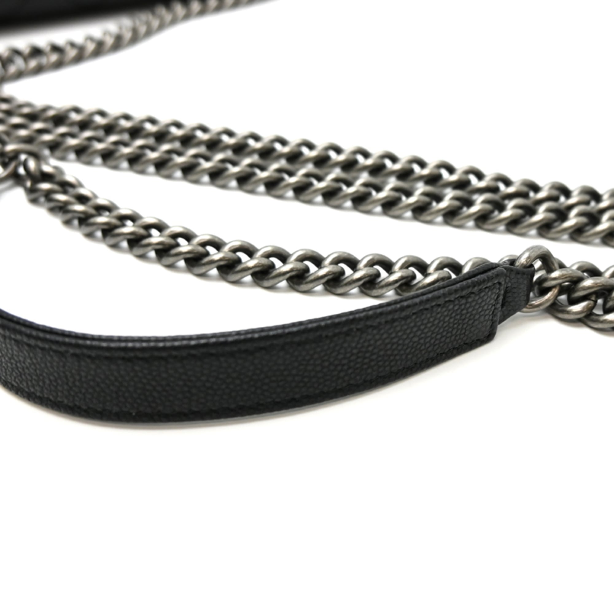 Chanel Black Grained Calfskin Chain/Shoulder Wallet (Pre-Owned)