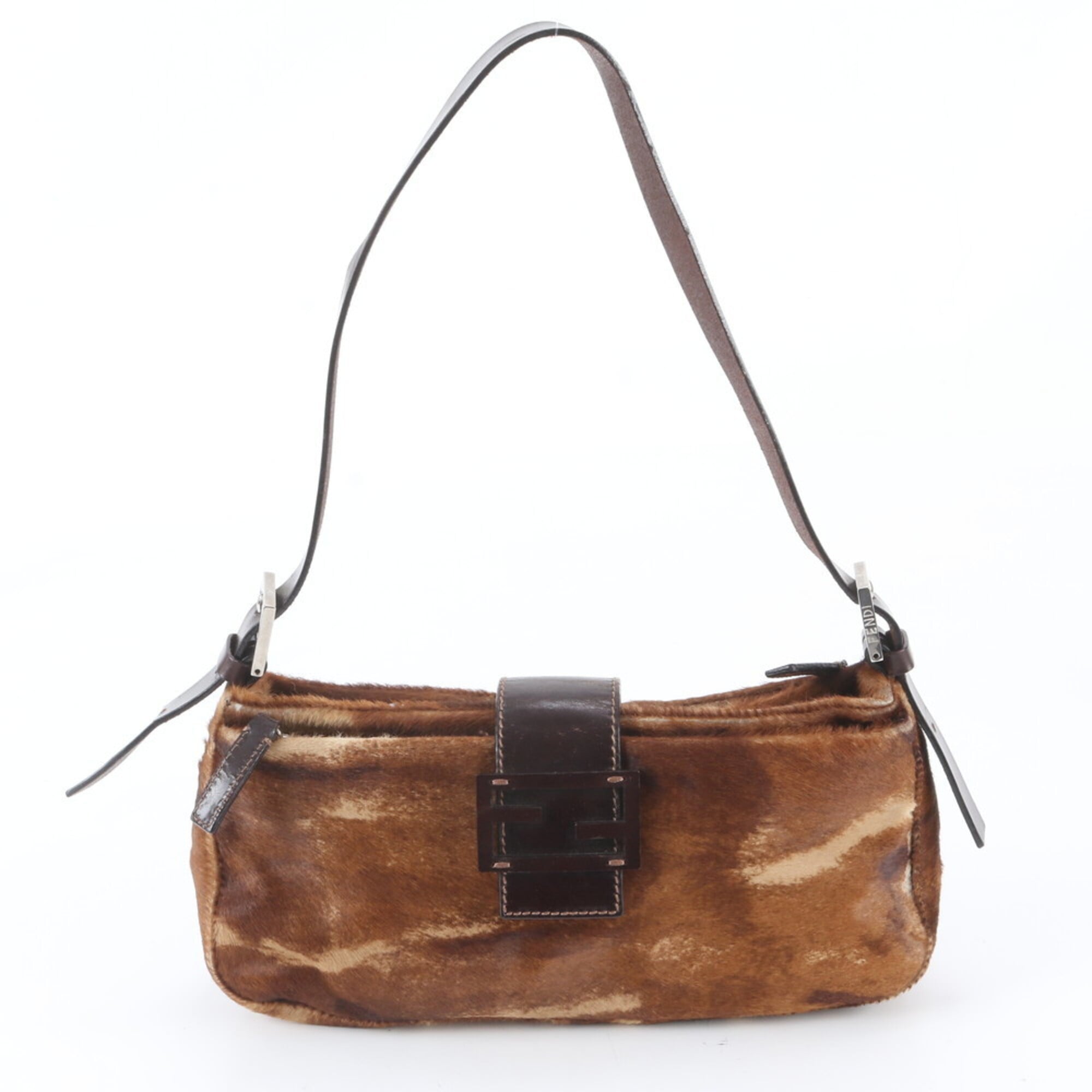 Fendi Brown Leather Handbag Shoulder Bag Tote Bag (Pre-Owned)