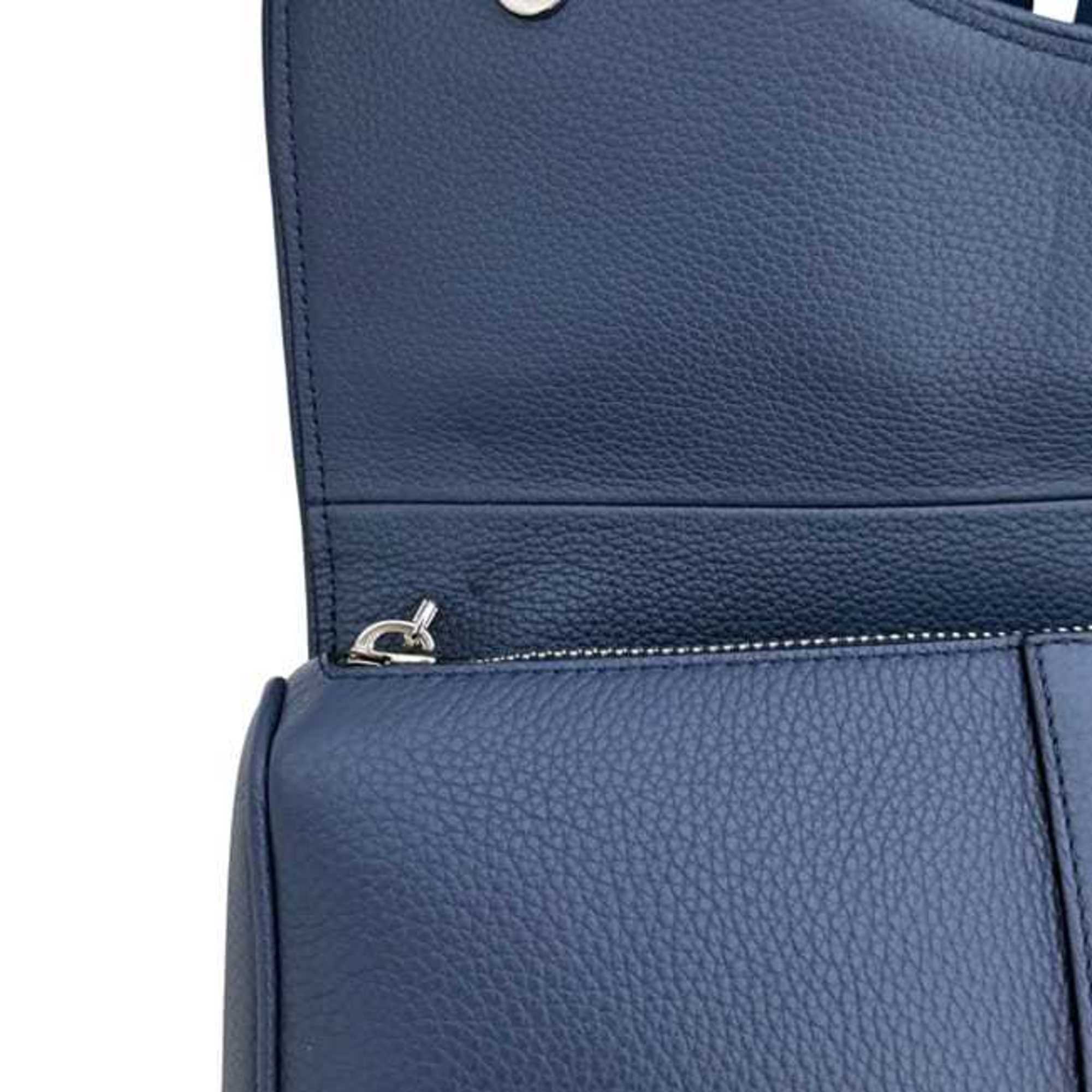 Christian Dior Blue Navy Leather Saddle Bag Shoulder Bag Sling Bag (Pre-Owned)