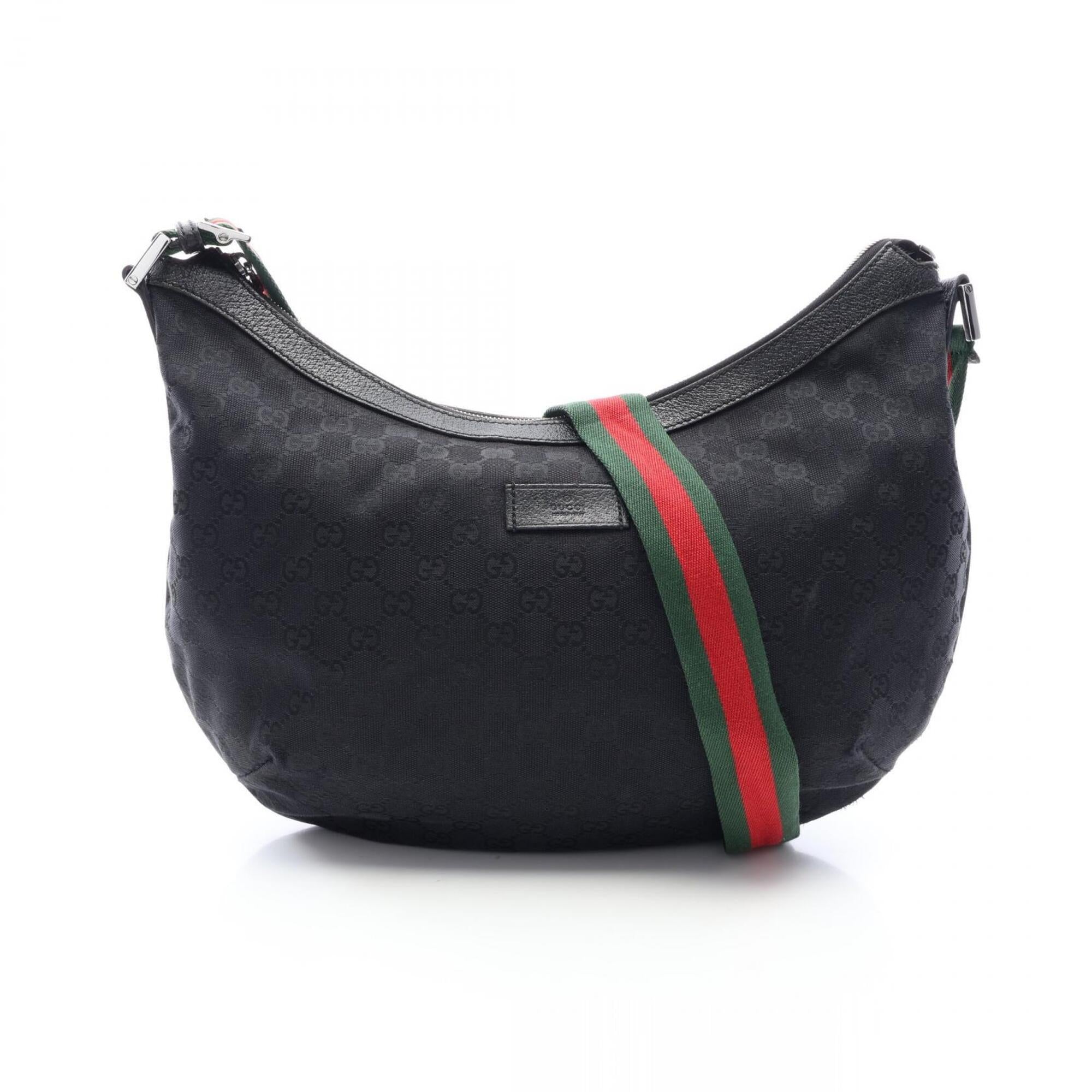 Gucci Gg Canvas Black Gg Canvas Leather Handbag Shoulder Bag (Pre-Owned)