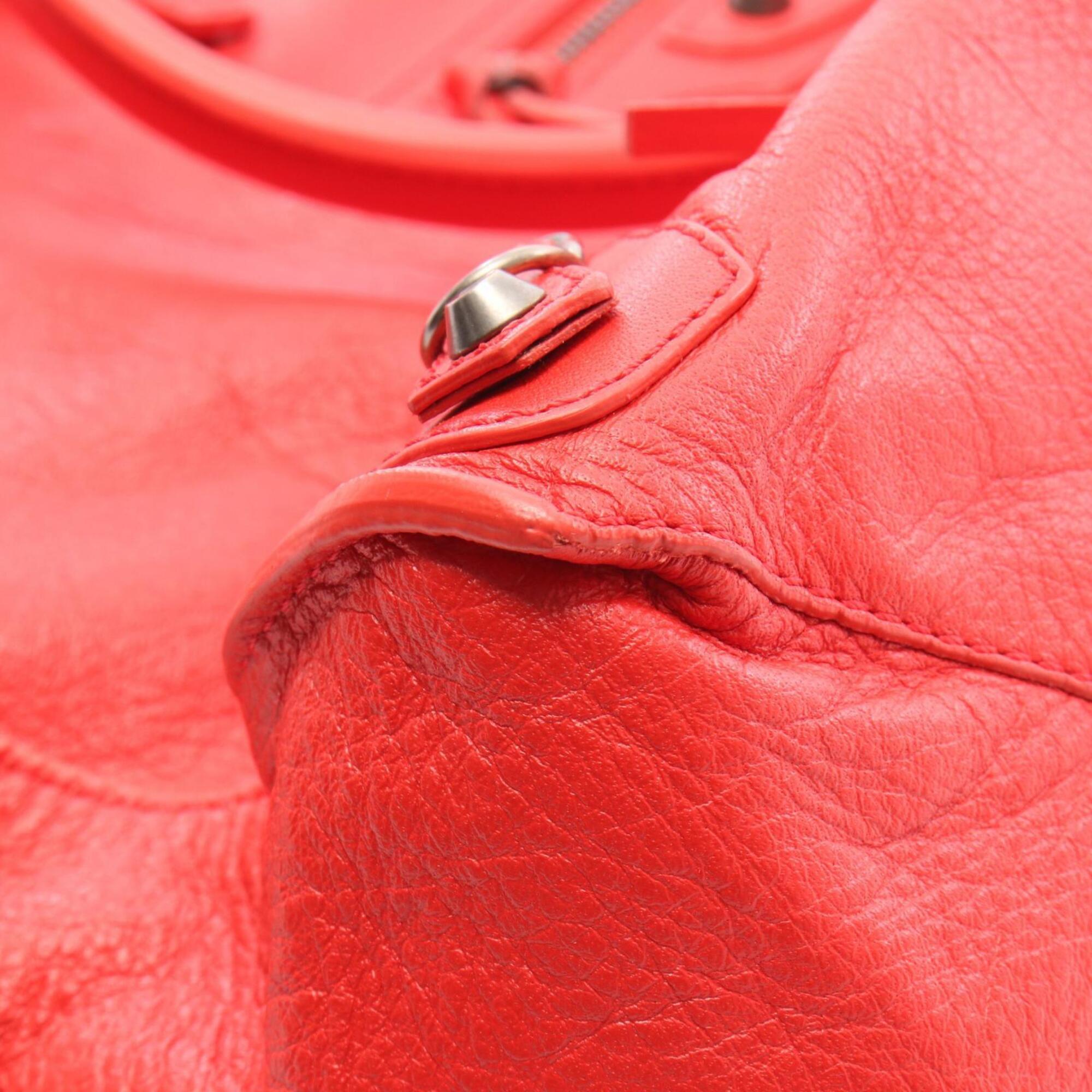 Balenciaga Red Color Leather Handbag Tote Bag (Pre-Owned)