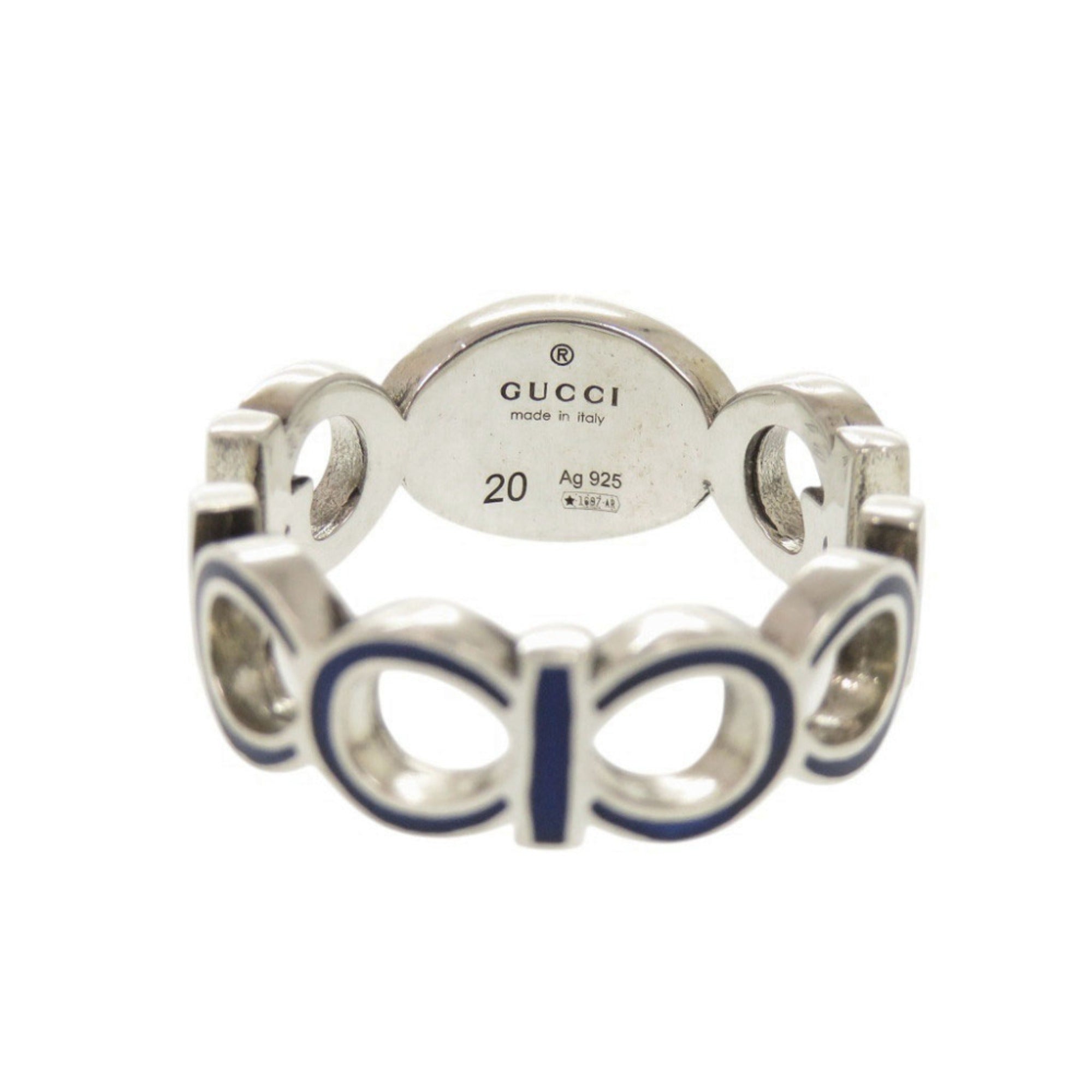 Gucci Silver Blue Silver 925 Band Ring (Pre-Owned)