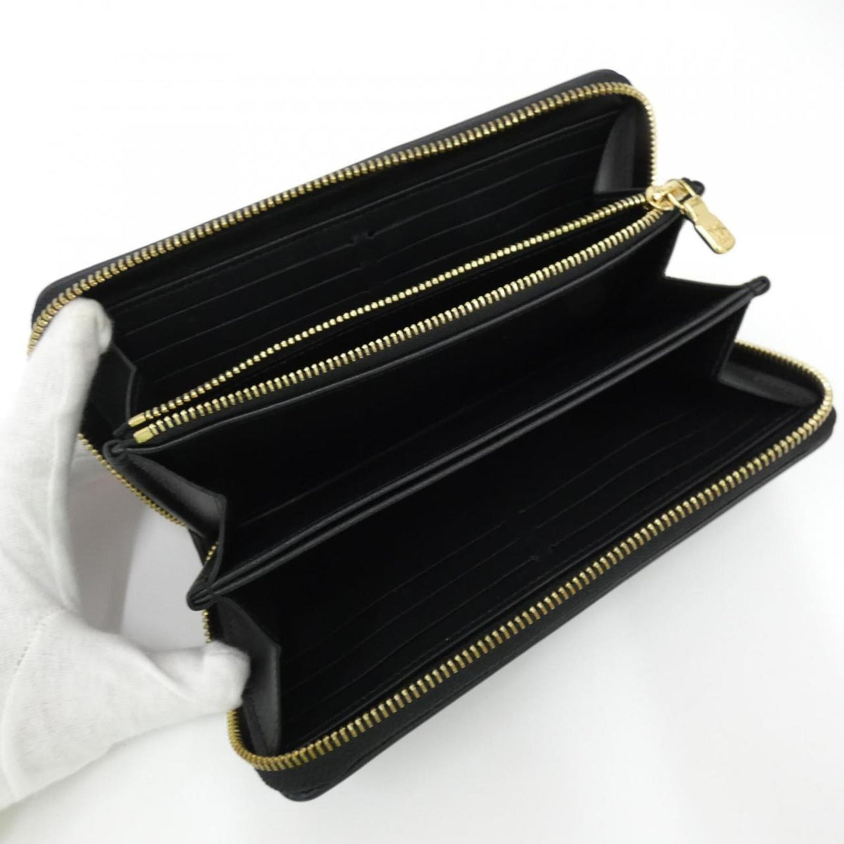 Louis Vuitton Black Leather Long Wallet (Bi-Fold) (Pre-Owned)