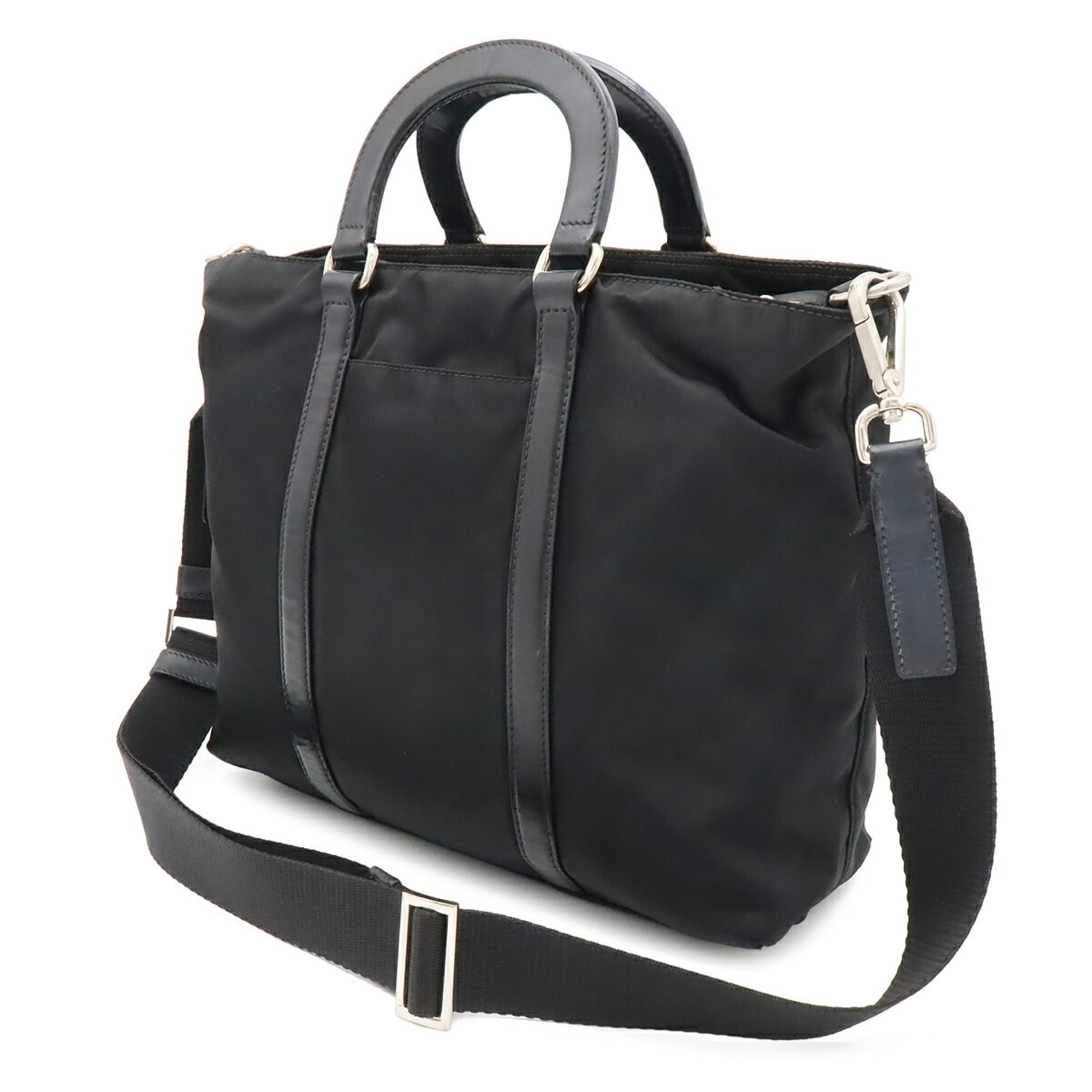 Prada Black Blue Nero Nylon Handbag Shoulder Bag Tote Bag (Pre-Owned)