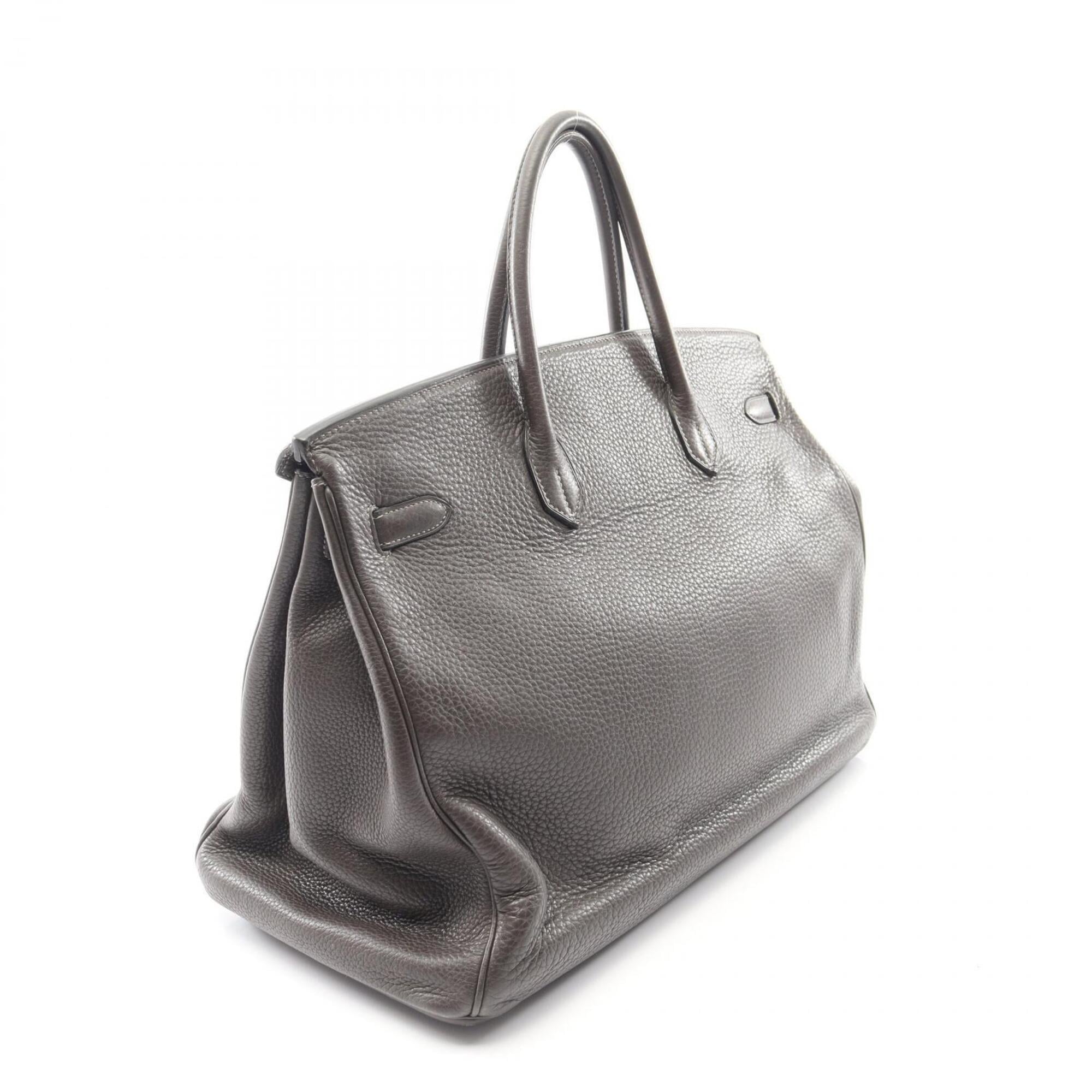 Hermes Gray Taurillon Clemence Leather Handbag (Pre-Owned)