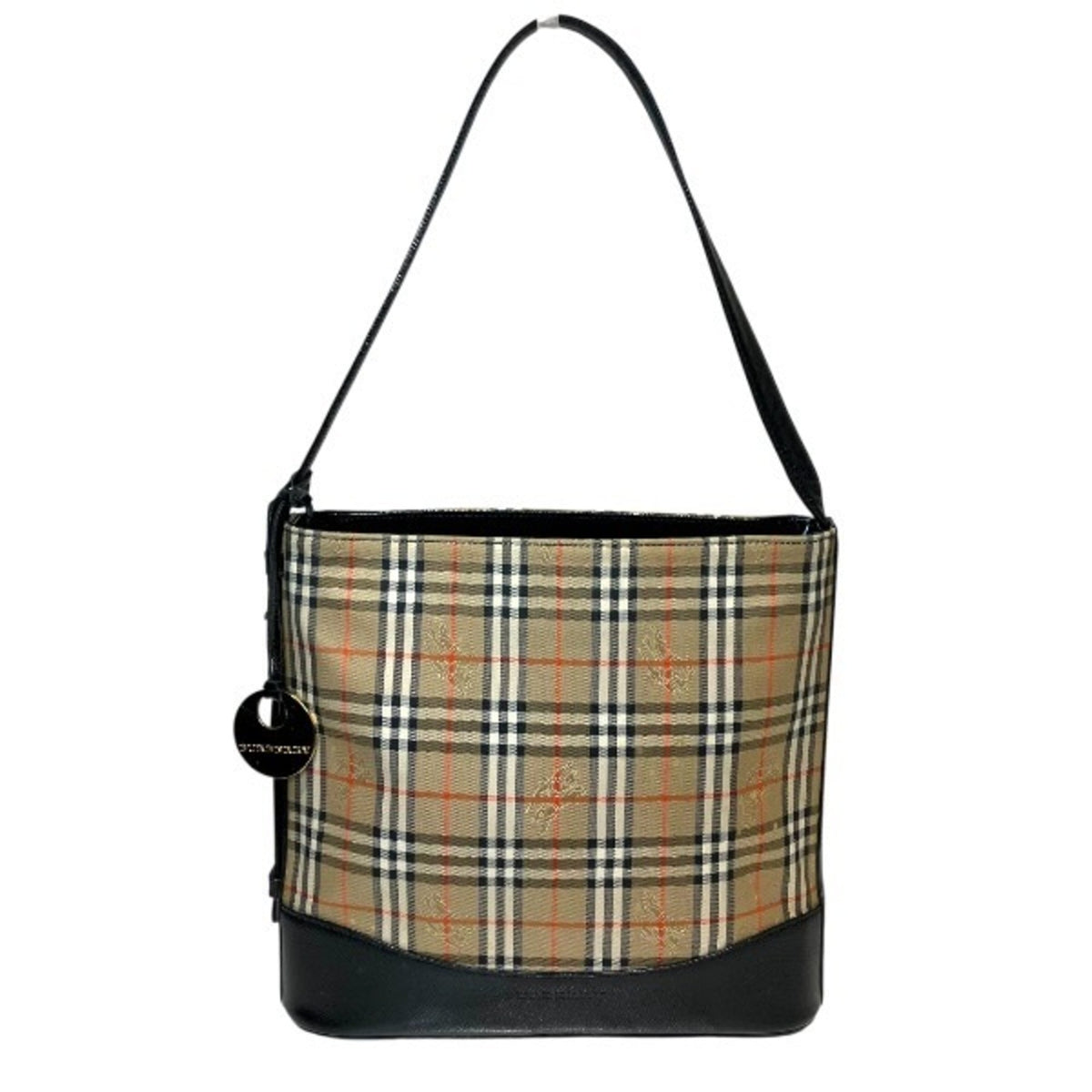 Burberry Beige Leather Canvas Shoulder Bag (Pre-Owned)