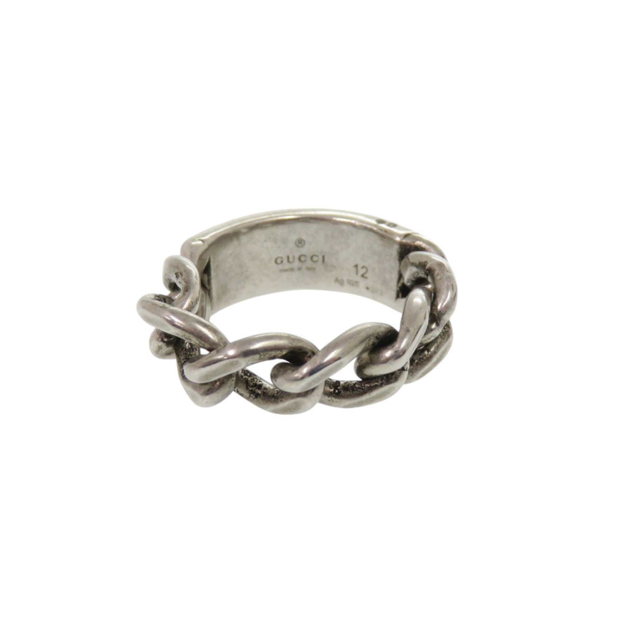 Gucci Silver Green Silver 925 Band Ring (Pre-Owned)