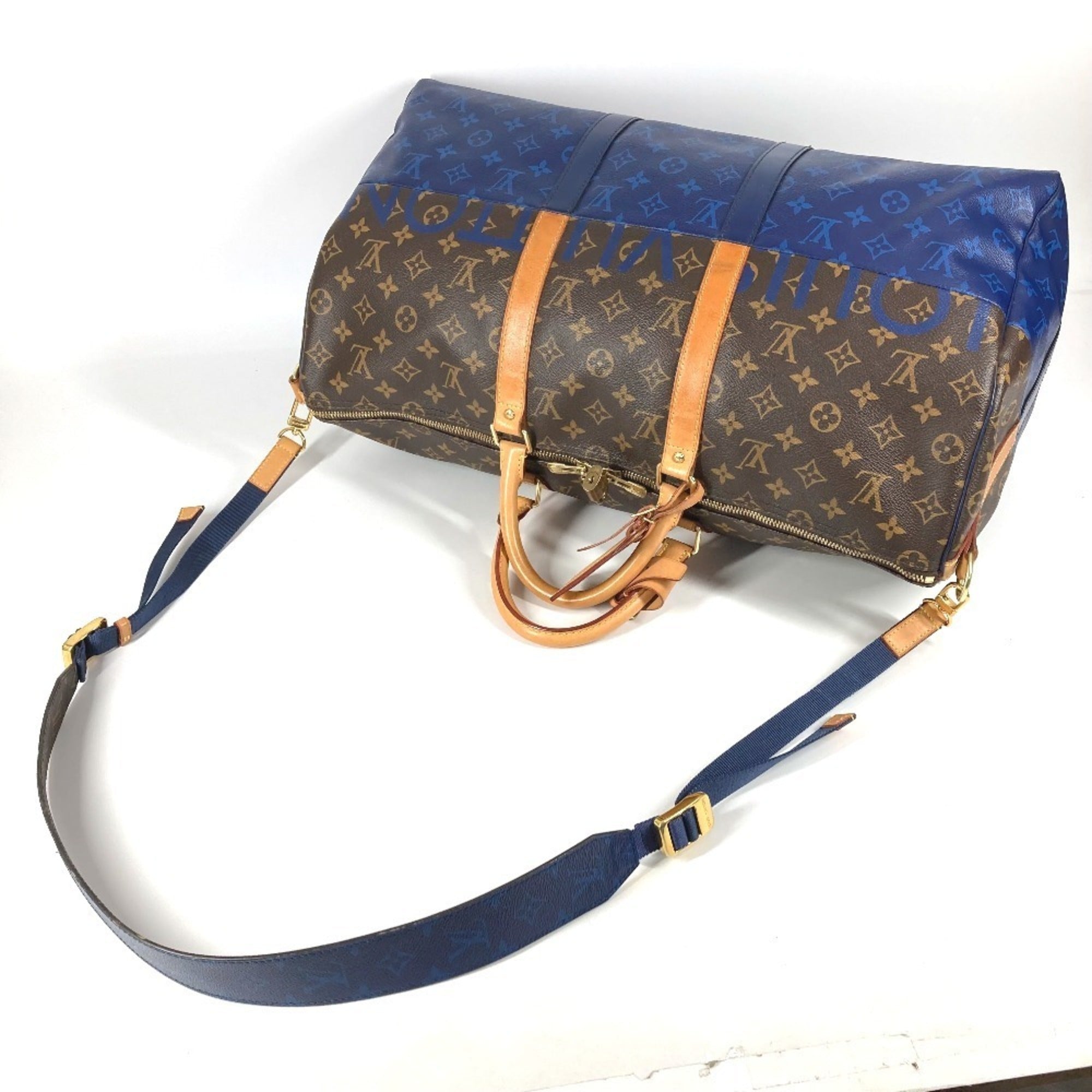 Louis Vuitton Blue Brown Monogram Boston Bag Shoulder Bag (Pre-Owned)