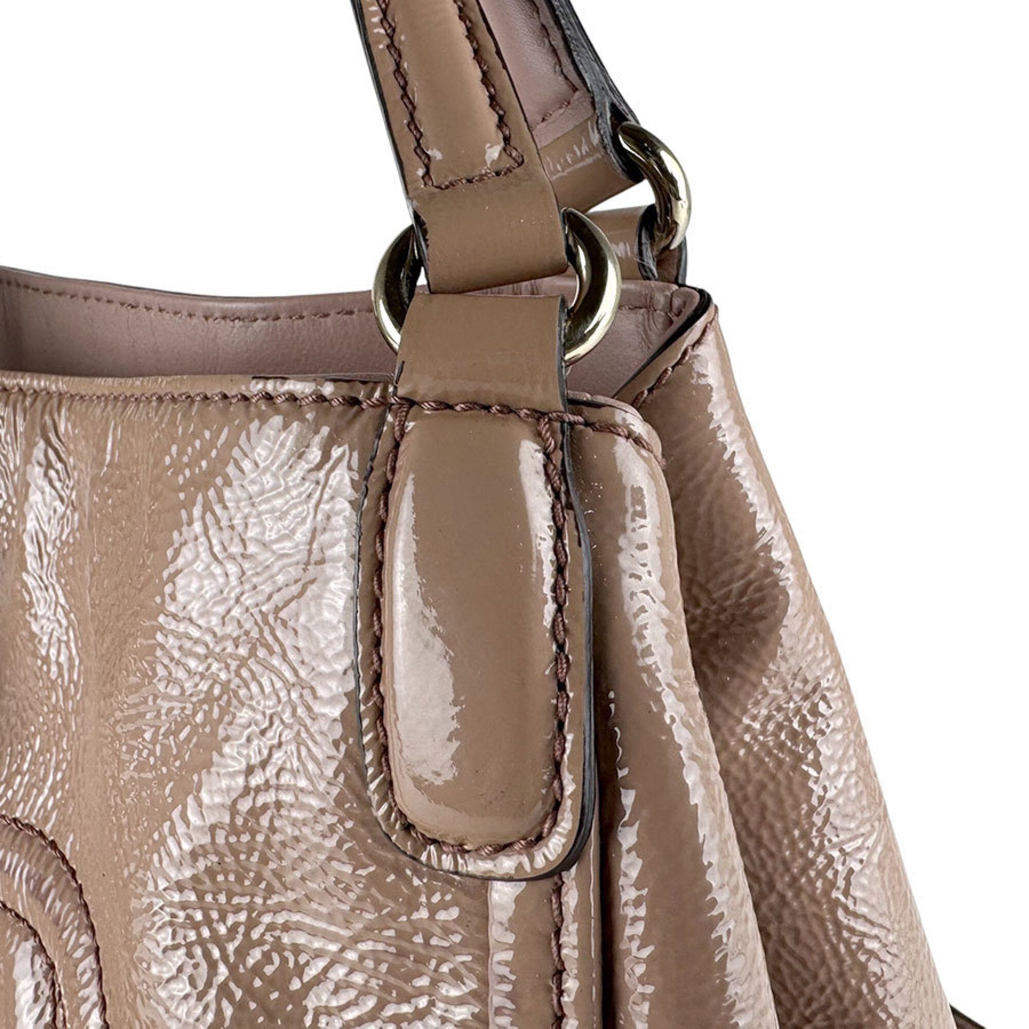 Gucci Pink Beige Patent Leather Handbag Shoulder Bag (Pre-Owned)